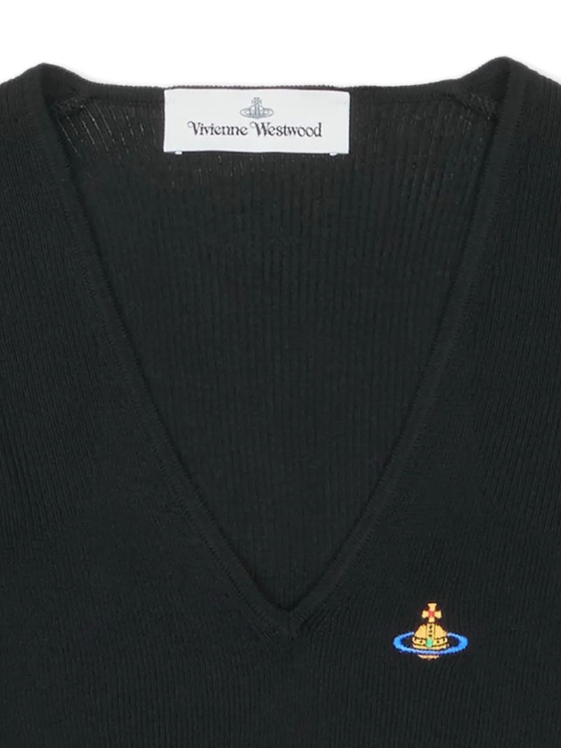 logo-embroidery V-neck sweater 3