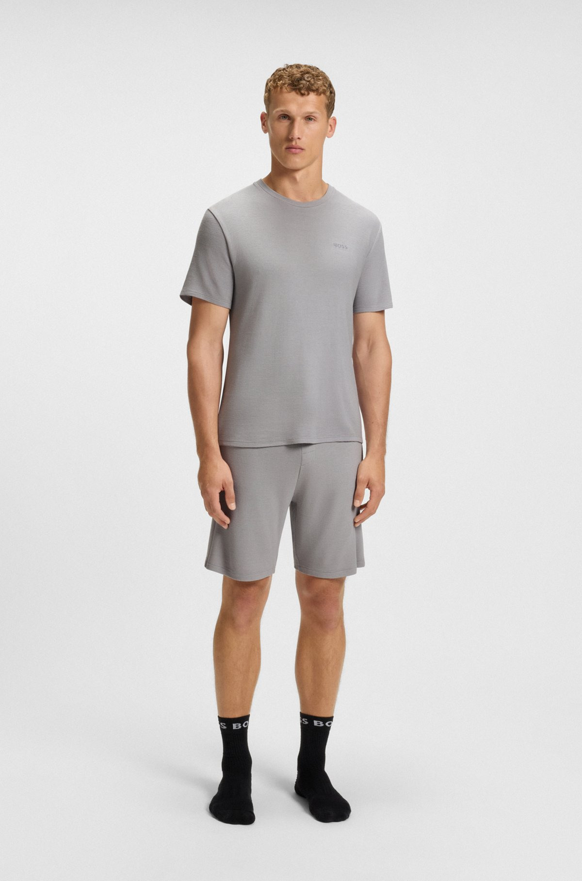 STRETCH-JERSEY PAJAMA T-SHIRT WITH EMBROIDERED LOGO - 3