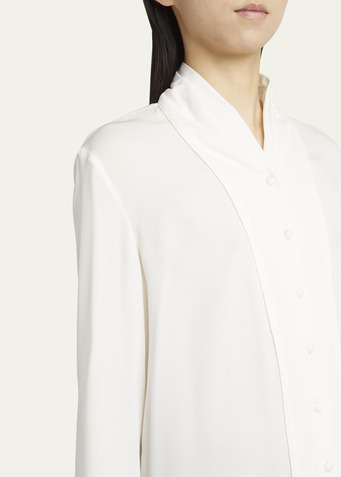 Shawl-Collar Silk Georgette Blouse - 5