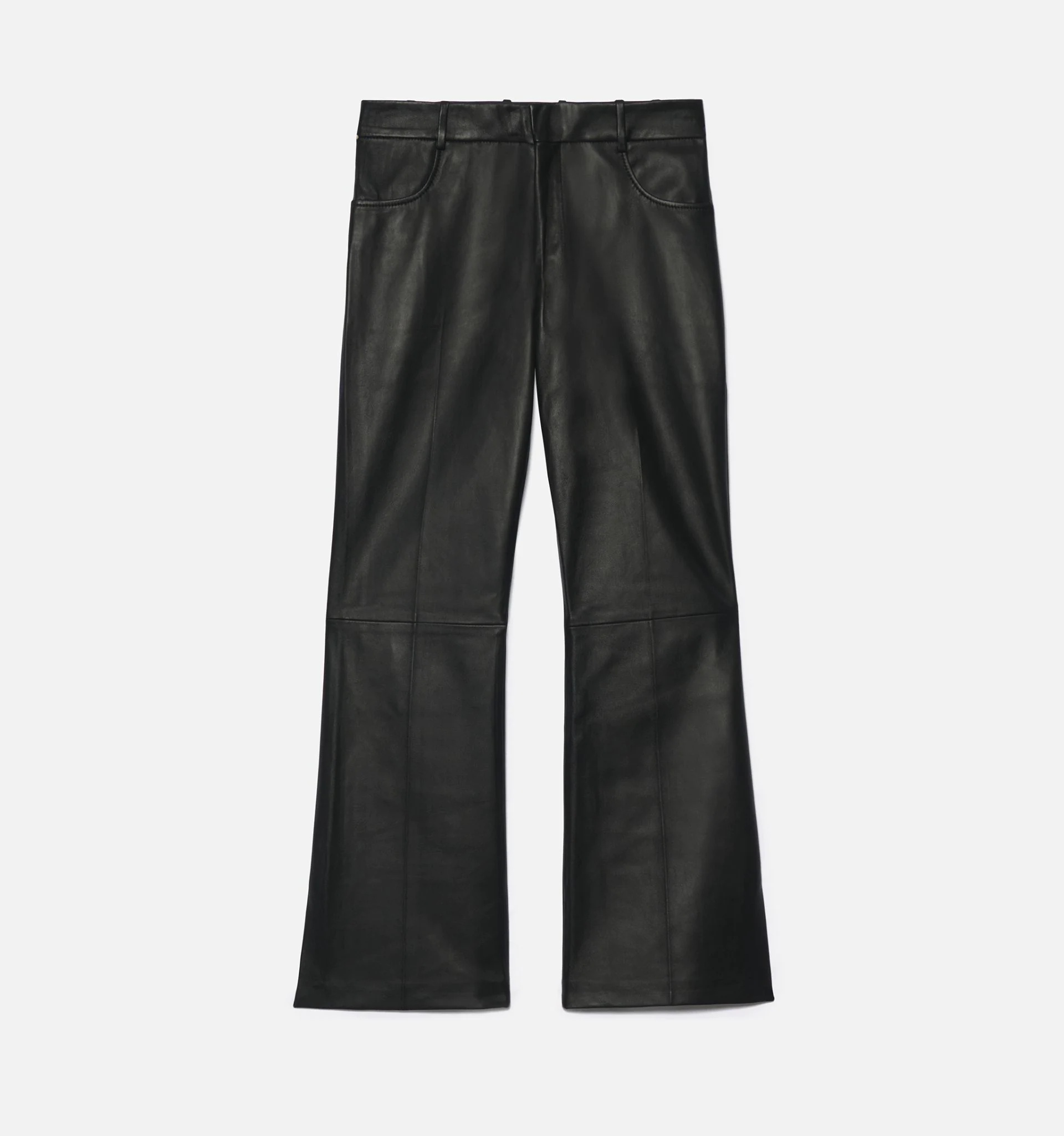 Short Flared Trousers in Lambskin Leather - 5