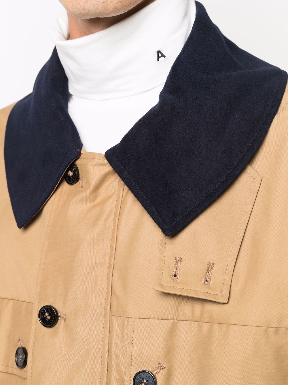 contrasting-collar multiple-pocket jacket - 5