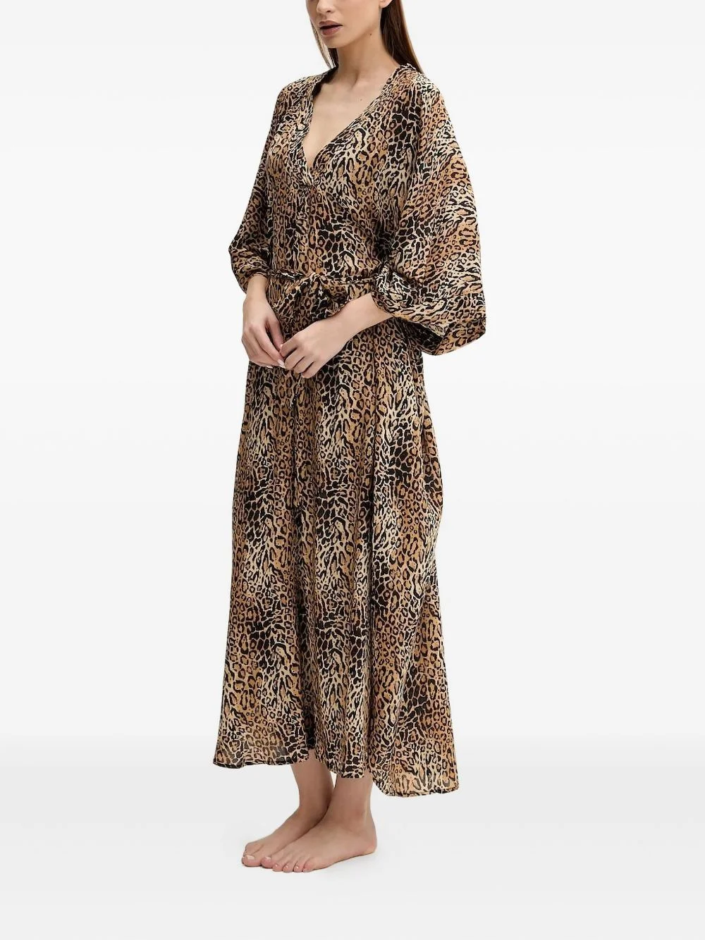 Bonnie leopard print V-neck kaftan - 1