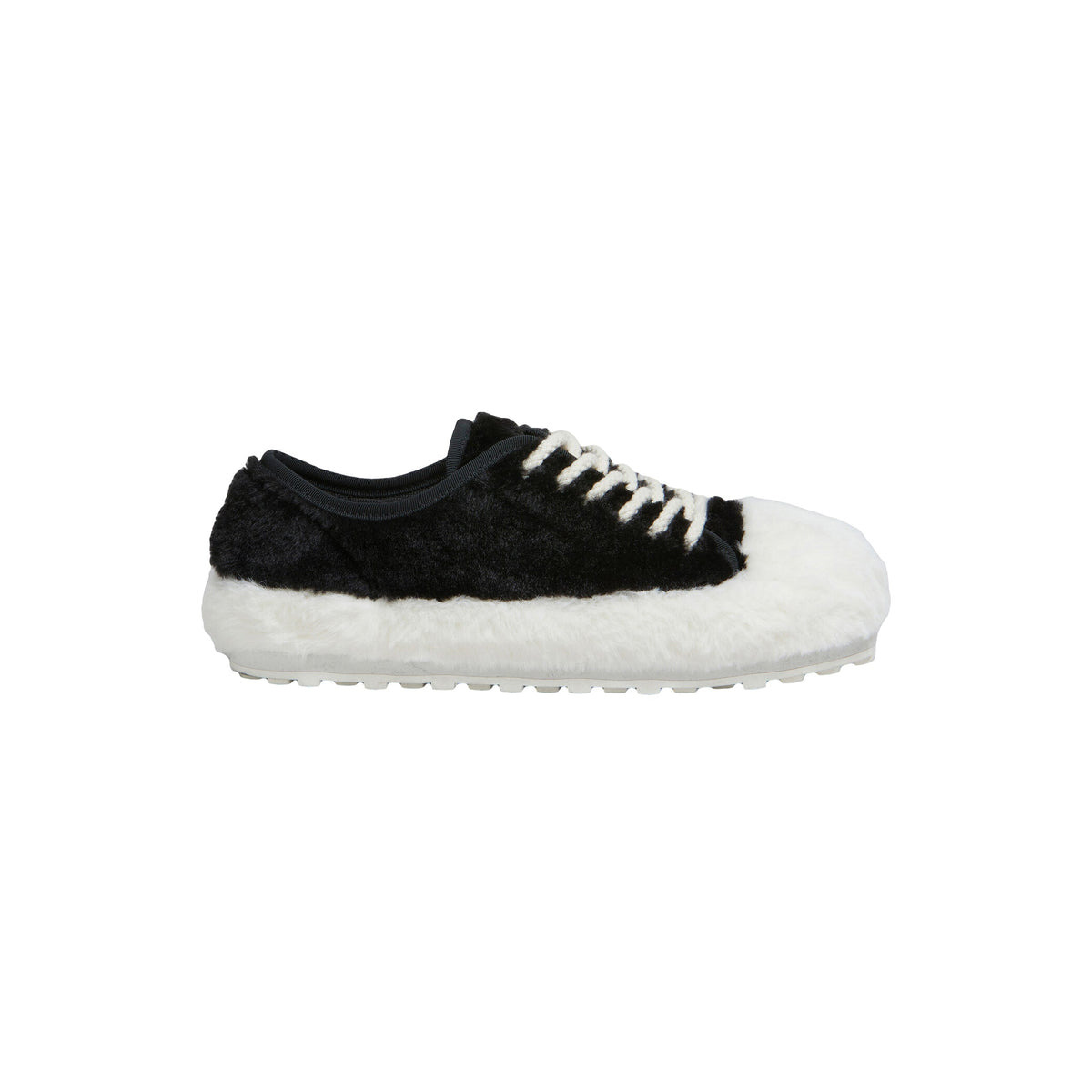 WOMEN'S FLUFFY SNEAKERS (BLACK/WHITE) - 1
