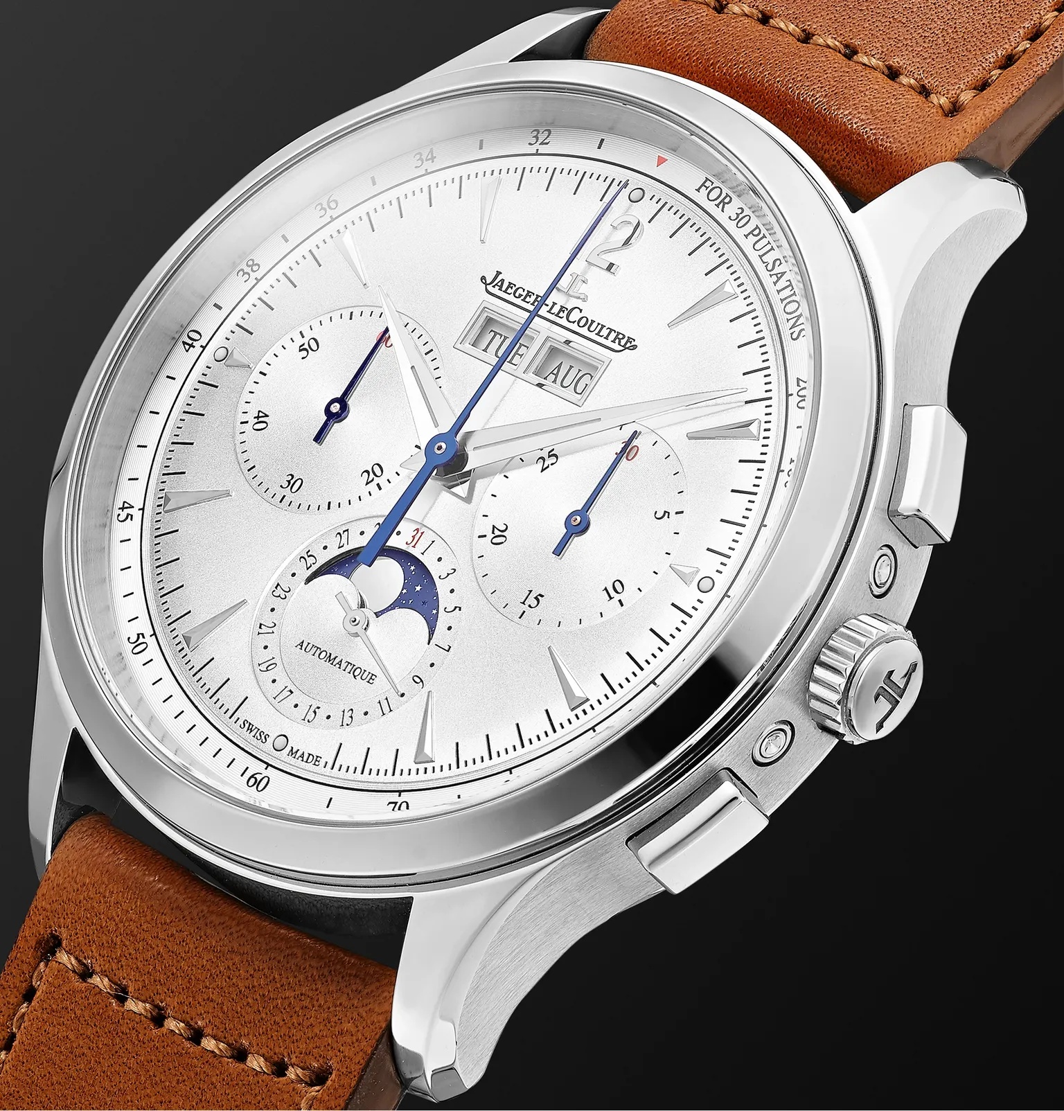 Master Control Calendar Automatic Chronograph 40mm Stainless Steel and Leather Watch, Ref No. 413842 - 4