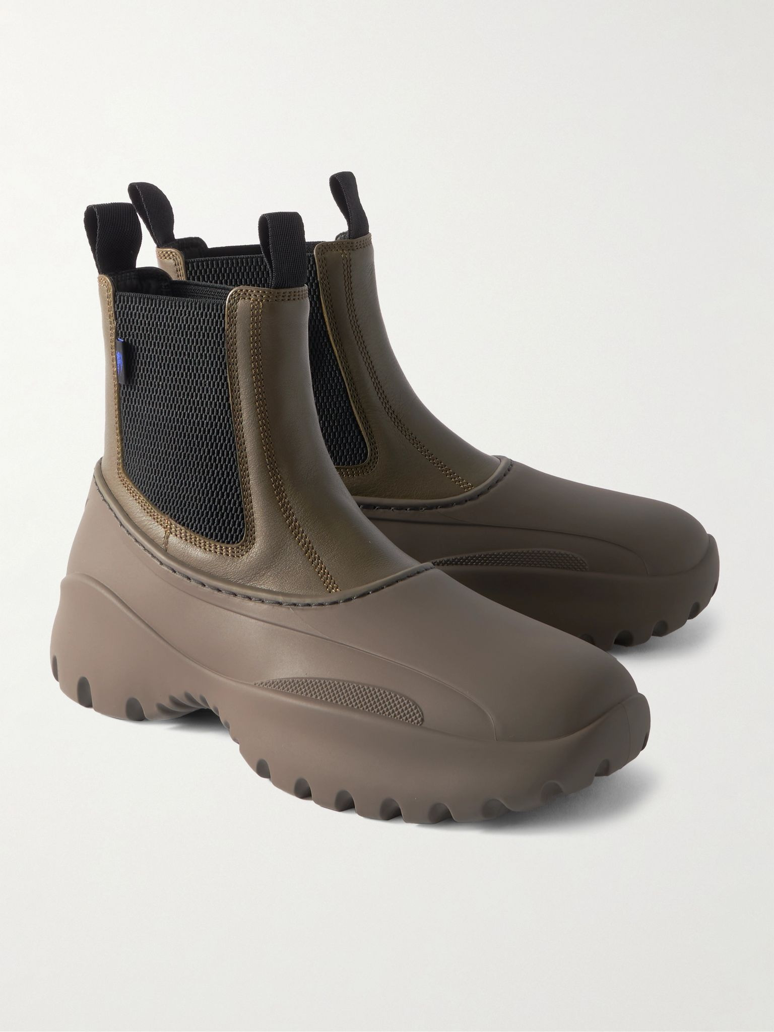 Leather and Rubber Chelsea Boots Green - 4
