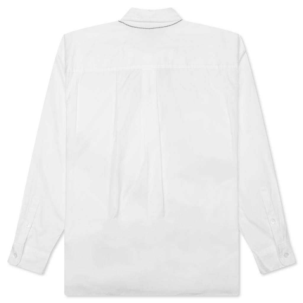 MEDAL & CROSS EMBROIDERY L/S SHIRT - WHITE - 2