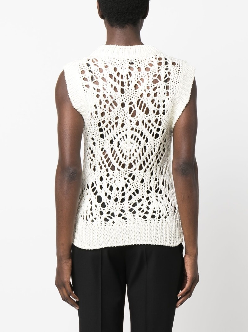 open-knit sleeveless silk top - 4