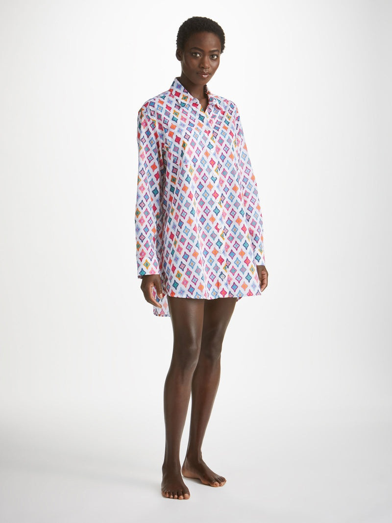 Derek Rose Women's Nightshirt Ledbury 66 Cotton Batiste Multi outlook
