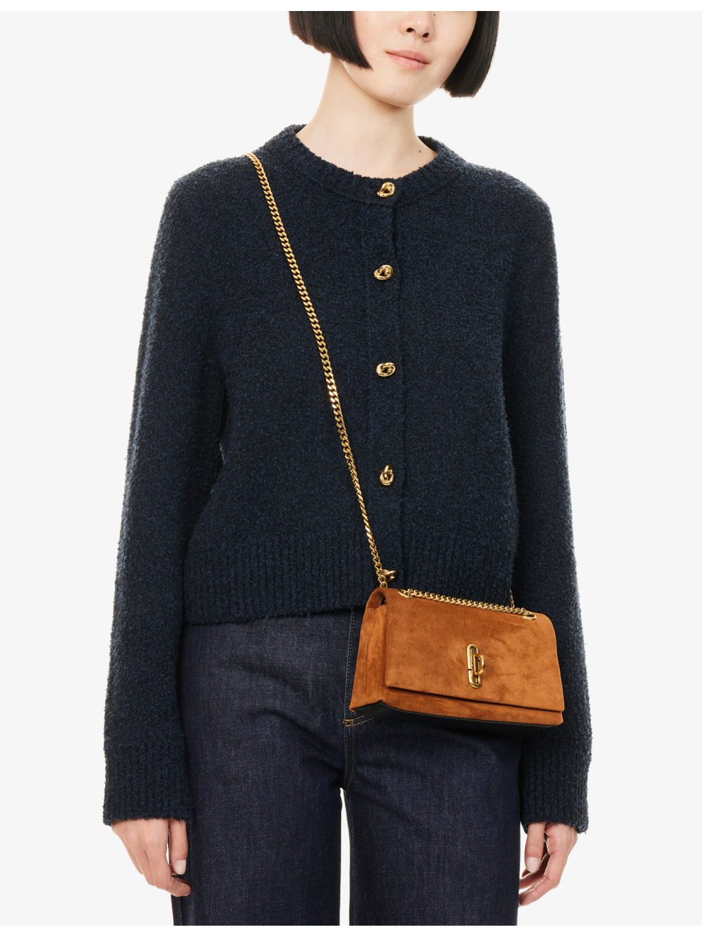 Dual-Chain Mini Leather-Suede Cross-Body Bag - 3