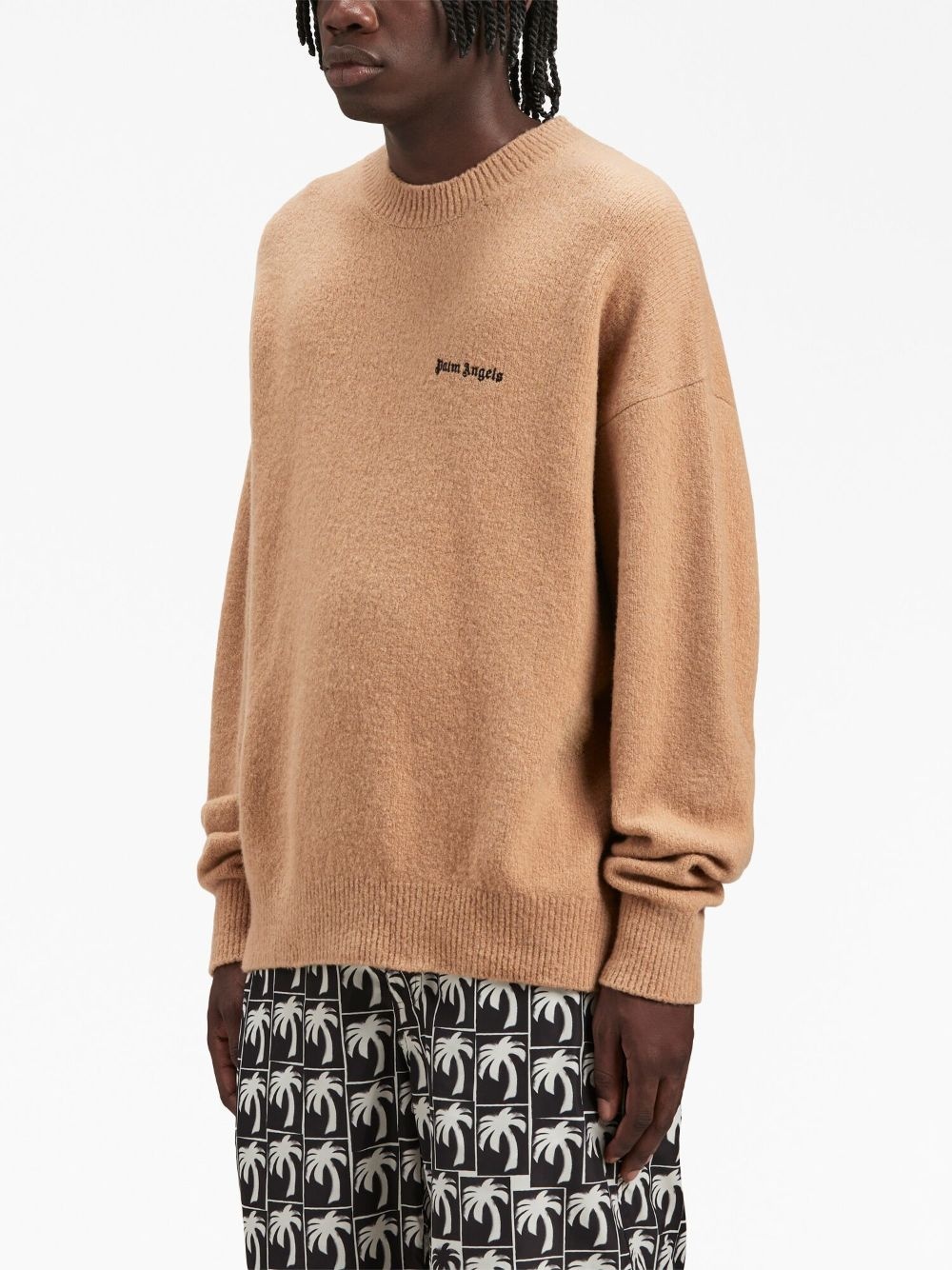 logo-embroidered wool-blend jumper - 4