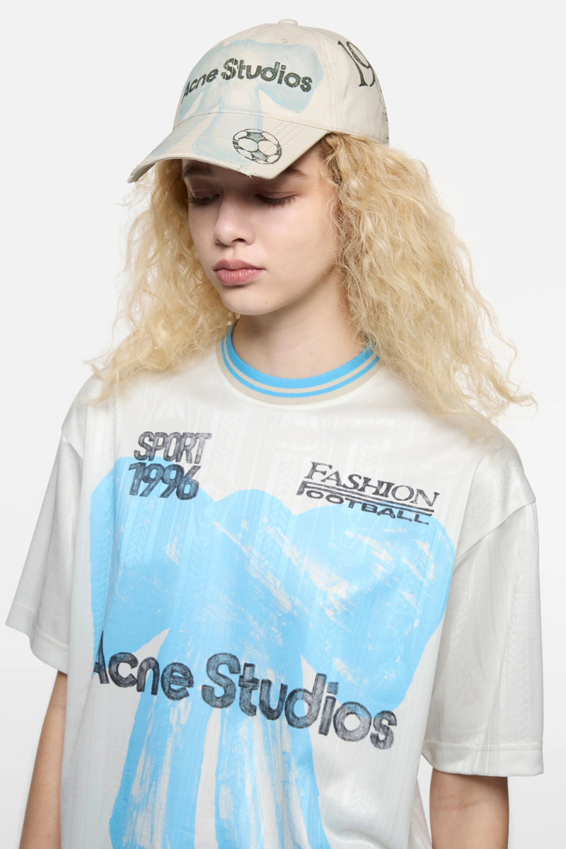 Acne Studios Distressed bow logo cap - Oat beige outlook