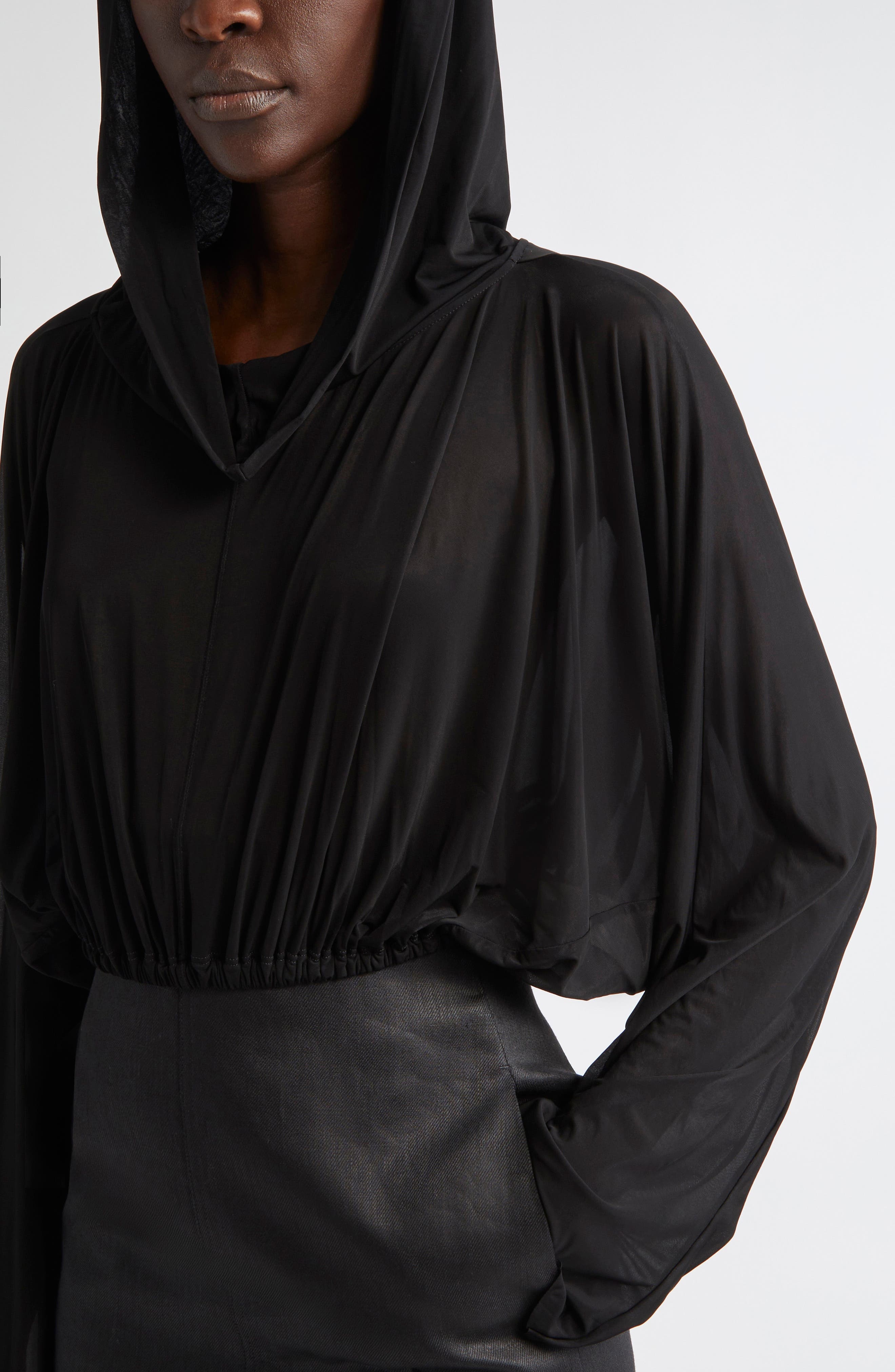 Rick Owens Crop Hoodie in Black at Nordstrom - 5