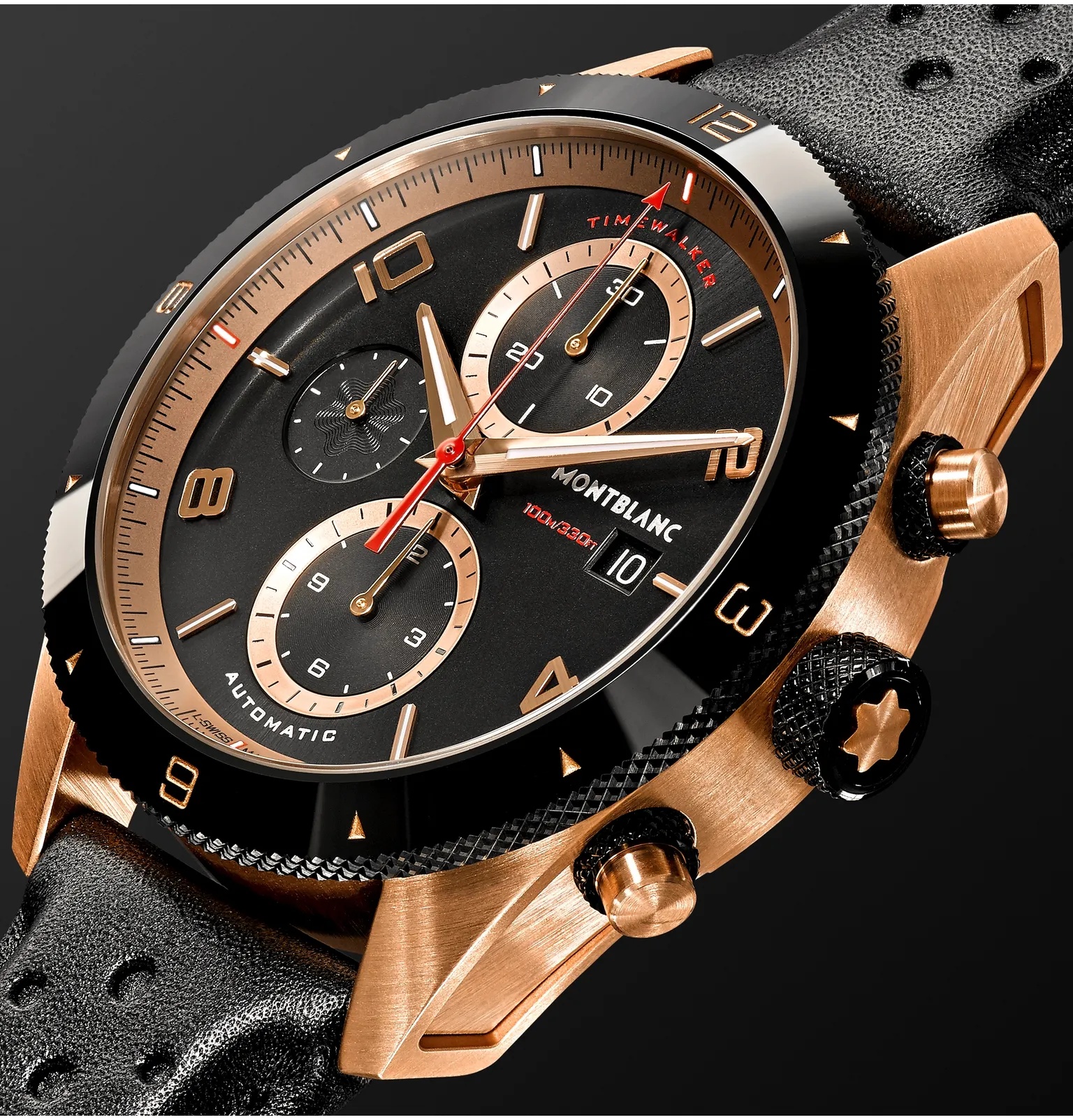 TimeWalker Automatic Chronograph 43mm 18-Karat Red Gold, Ceramic and Leather Watch, Ref. No. 117051 - 4