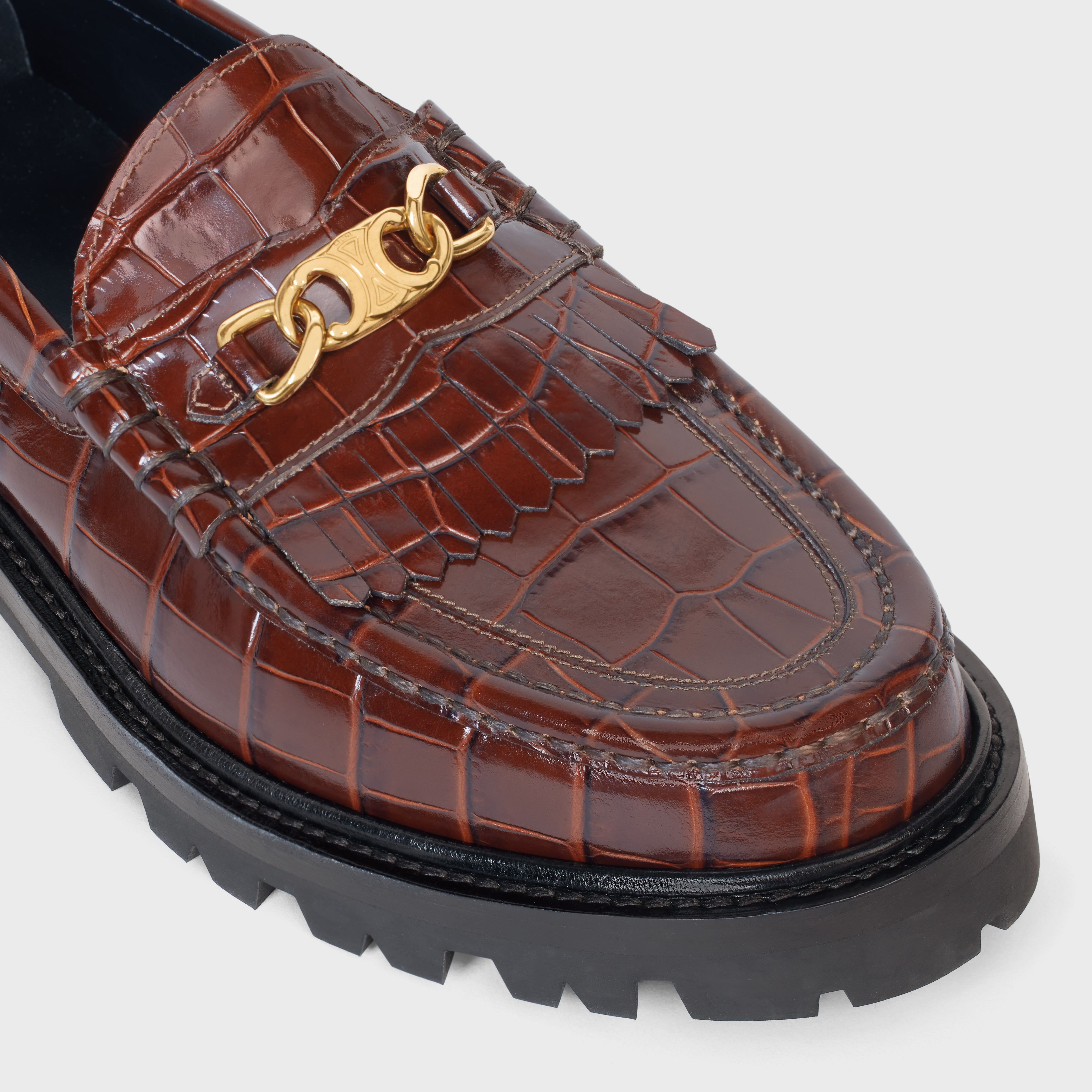 MARGARET LOAFER WITH TRIOMPHE in CROCODILE STAMPED CALFSKIN - 4