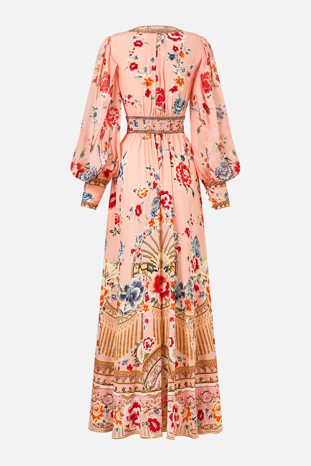 SHAPED WAISTBAND DRESS WITH GATHERED SLEEVES - 8