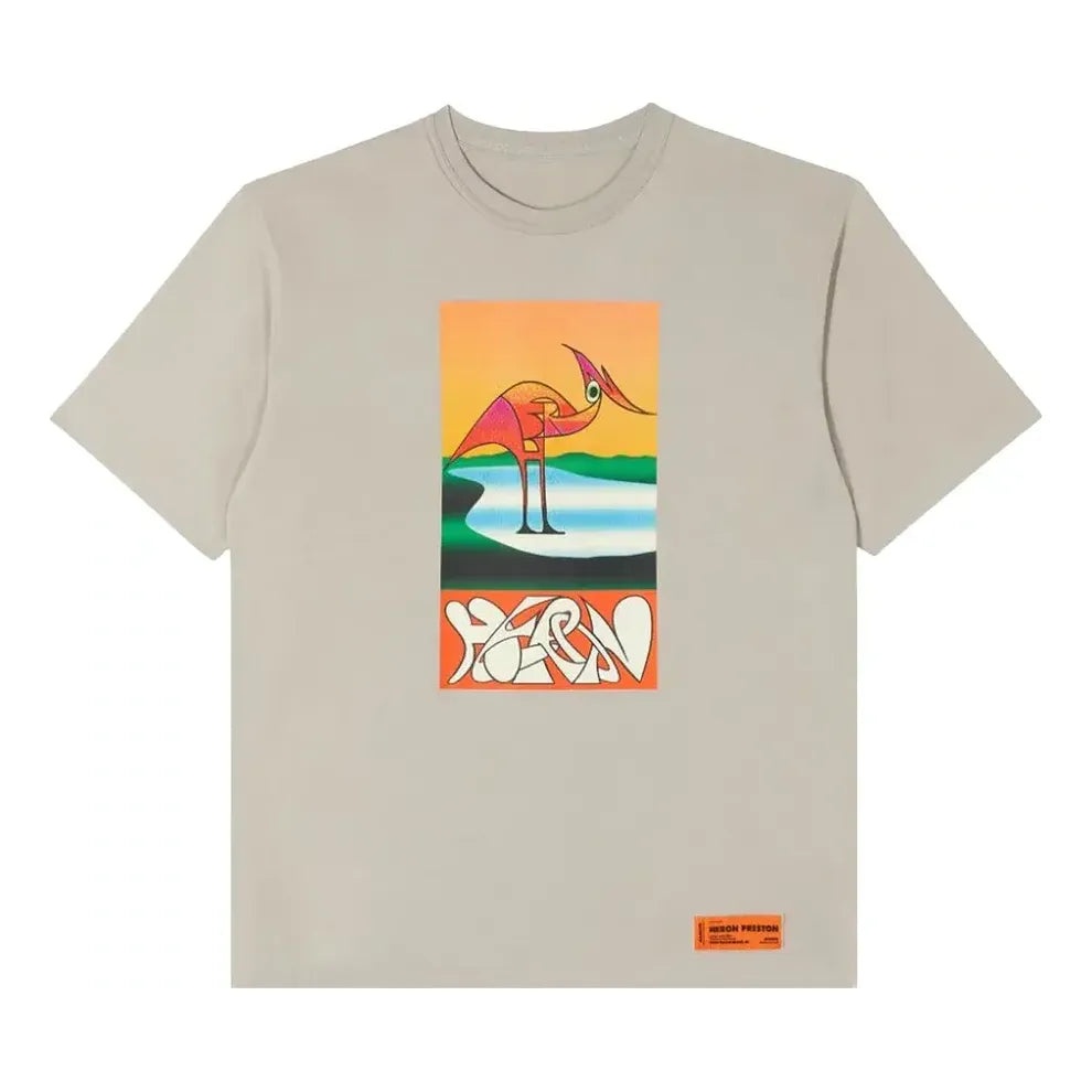 HERON PRESTON SS22 Abstract T-shirt 'Grey Orange' HMAA026S22JER0030920 - 1