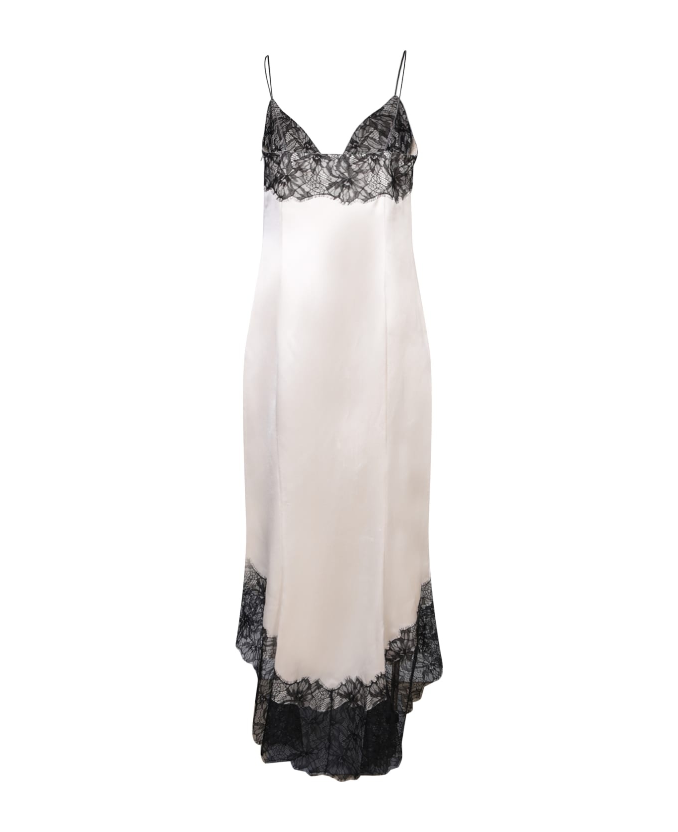 Balmain Black And White Lace Detail Long Lingerie Dress - 2