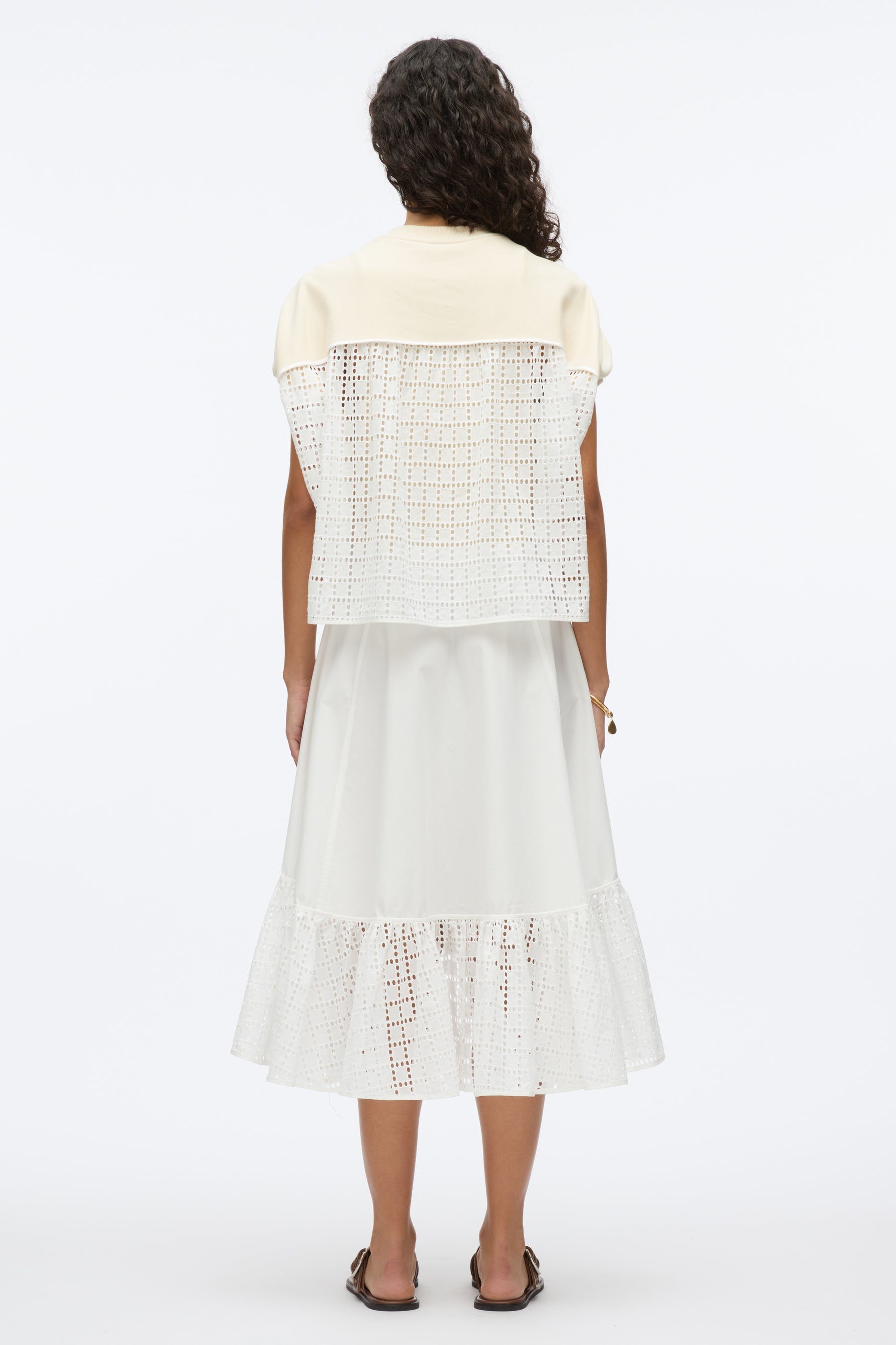 French Terry Dress with Broderie Anglaise - 4