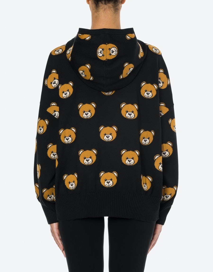 ALLOVER TEDDY BEAR HOODED SWEATER - 3