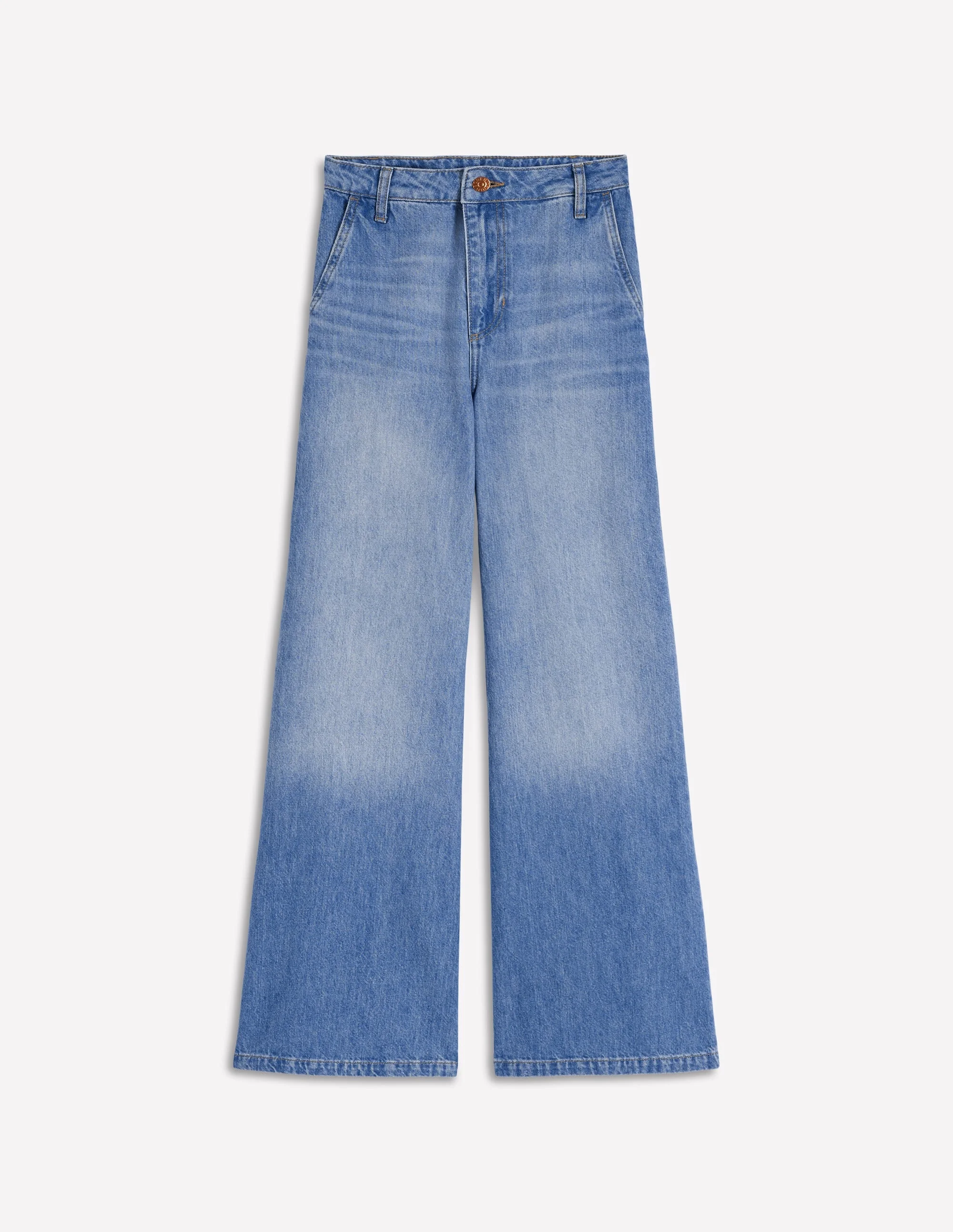 High Rise Palazzo Jeans-Light Wash - 1