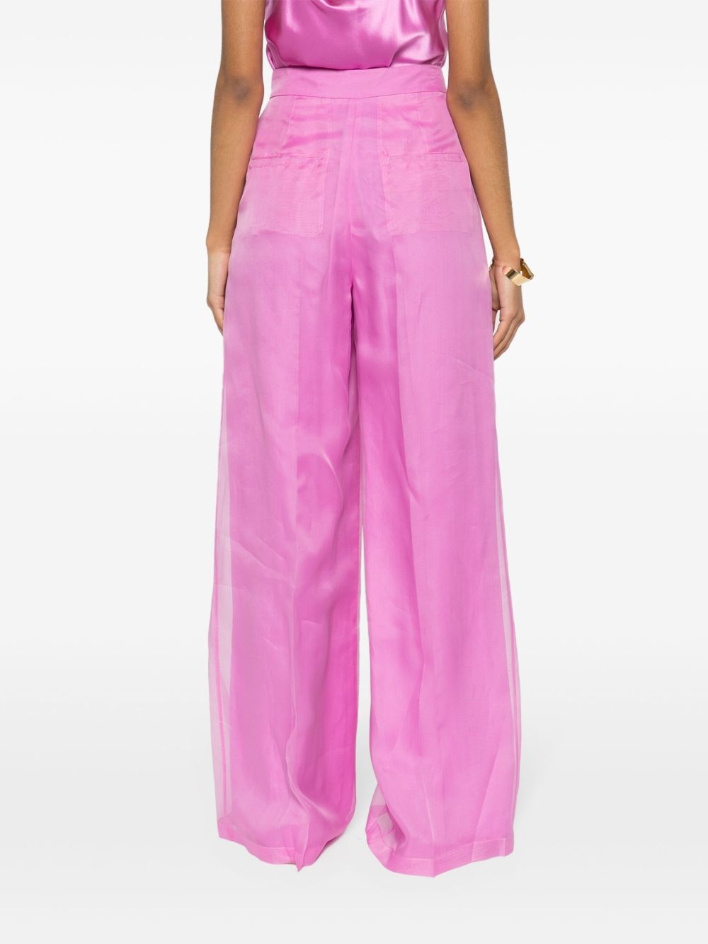 silk sheer straight trousers - 4