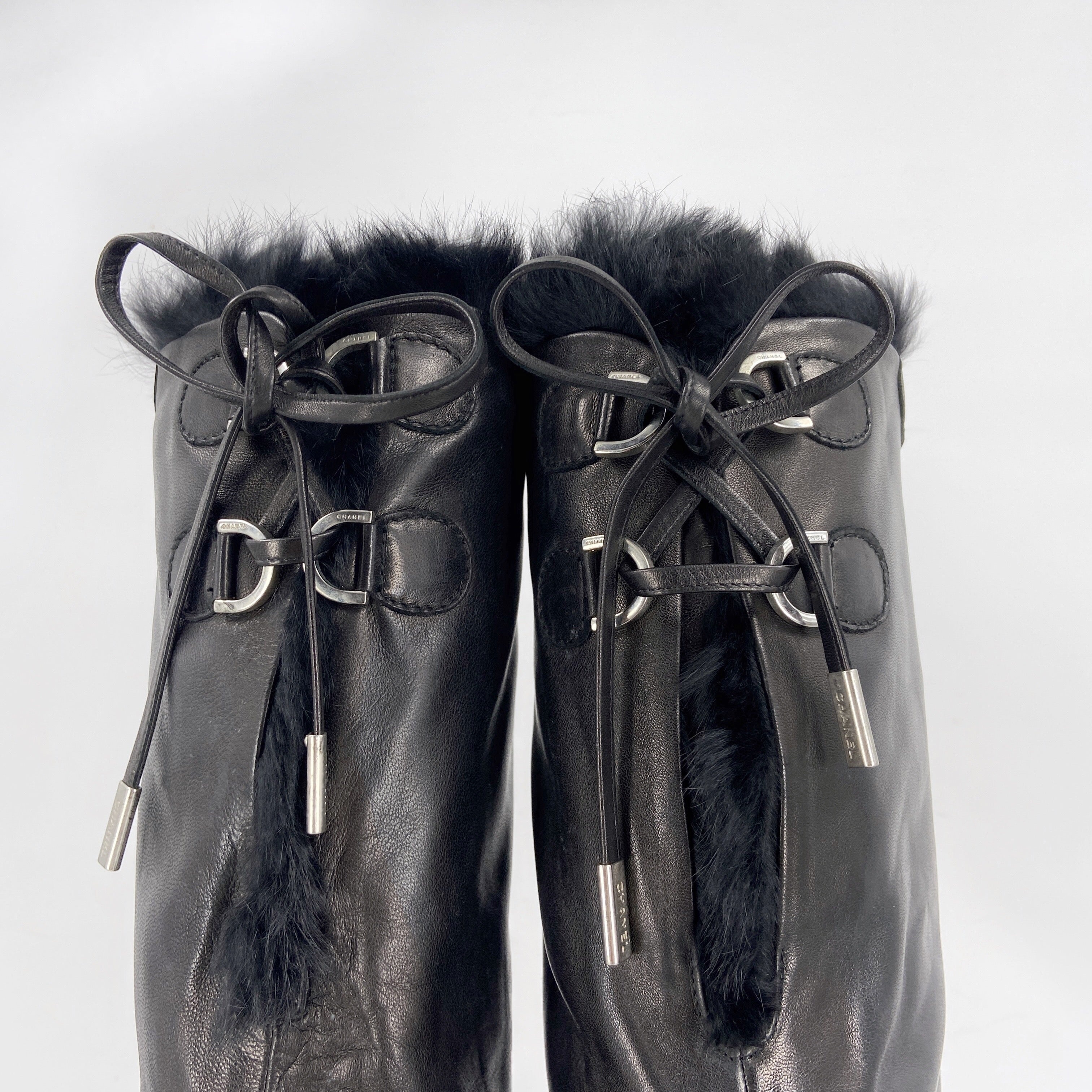 Chanel Fall 2006 Karl Lagerfeld Shearling Lambskin Wedge Long Boot 38 - 7
