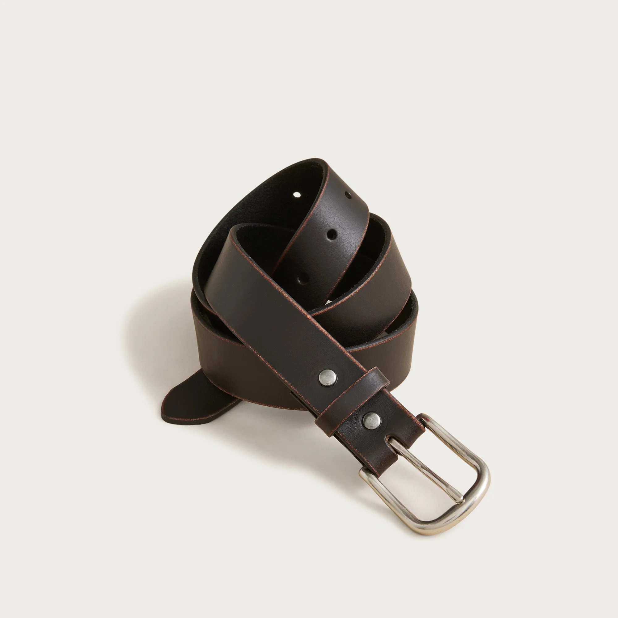 Round-buckle jeans belt in leather - 1
