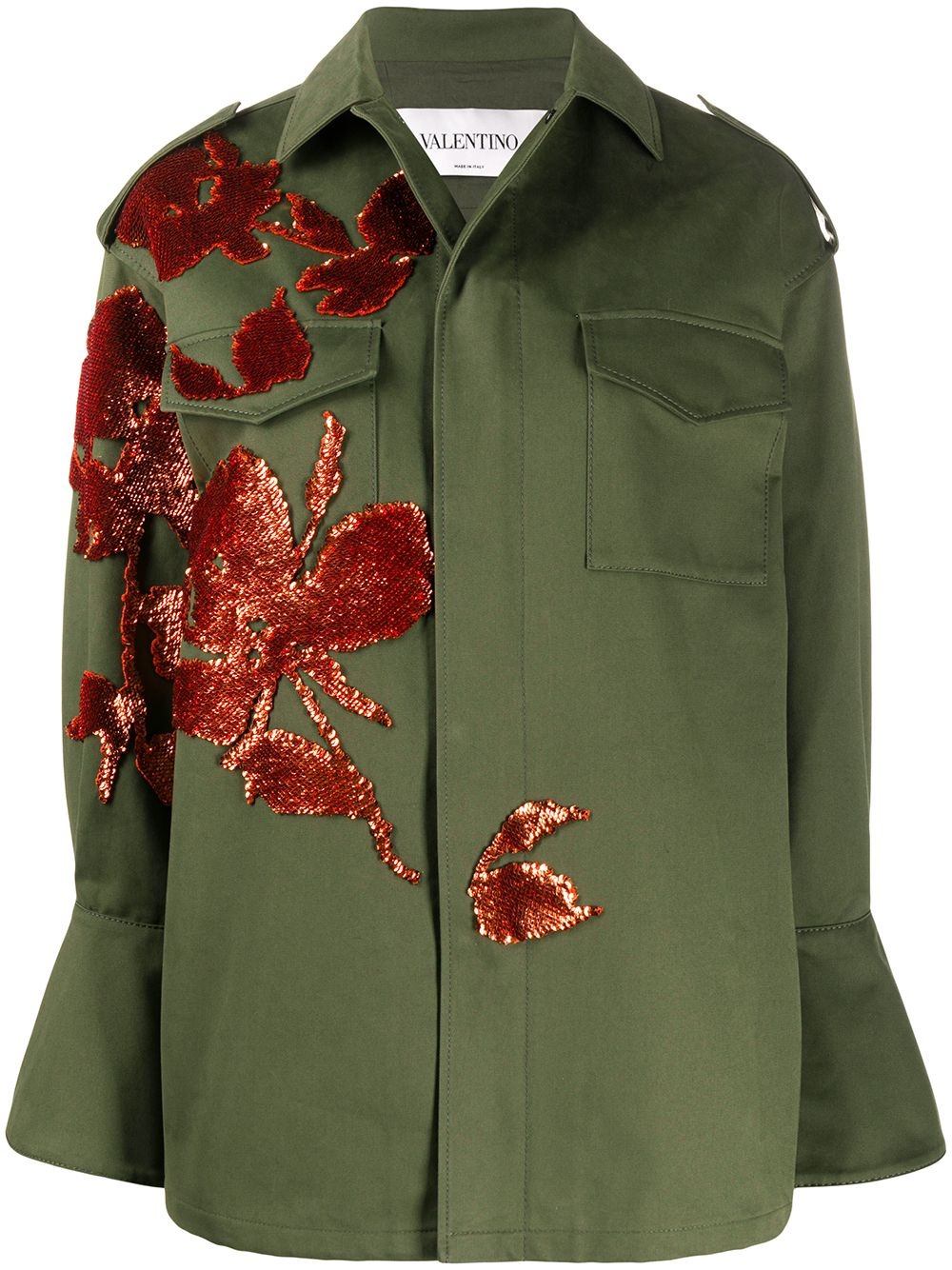 floral-embroidery military jacket - 1