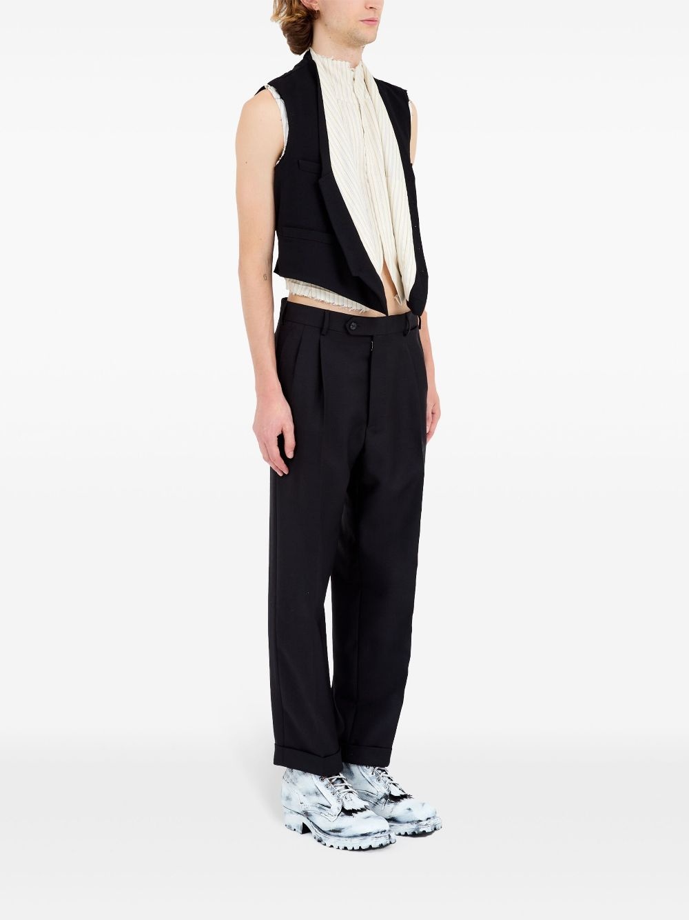 striped-panel waistcoat - 3