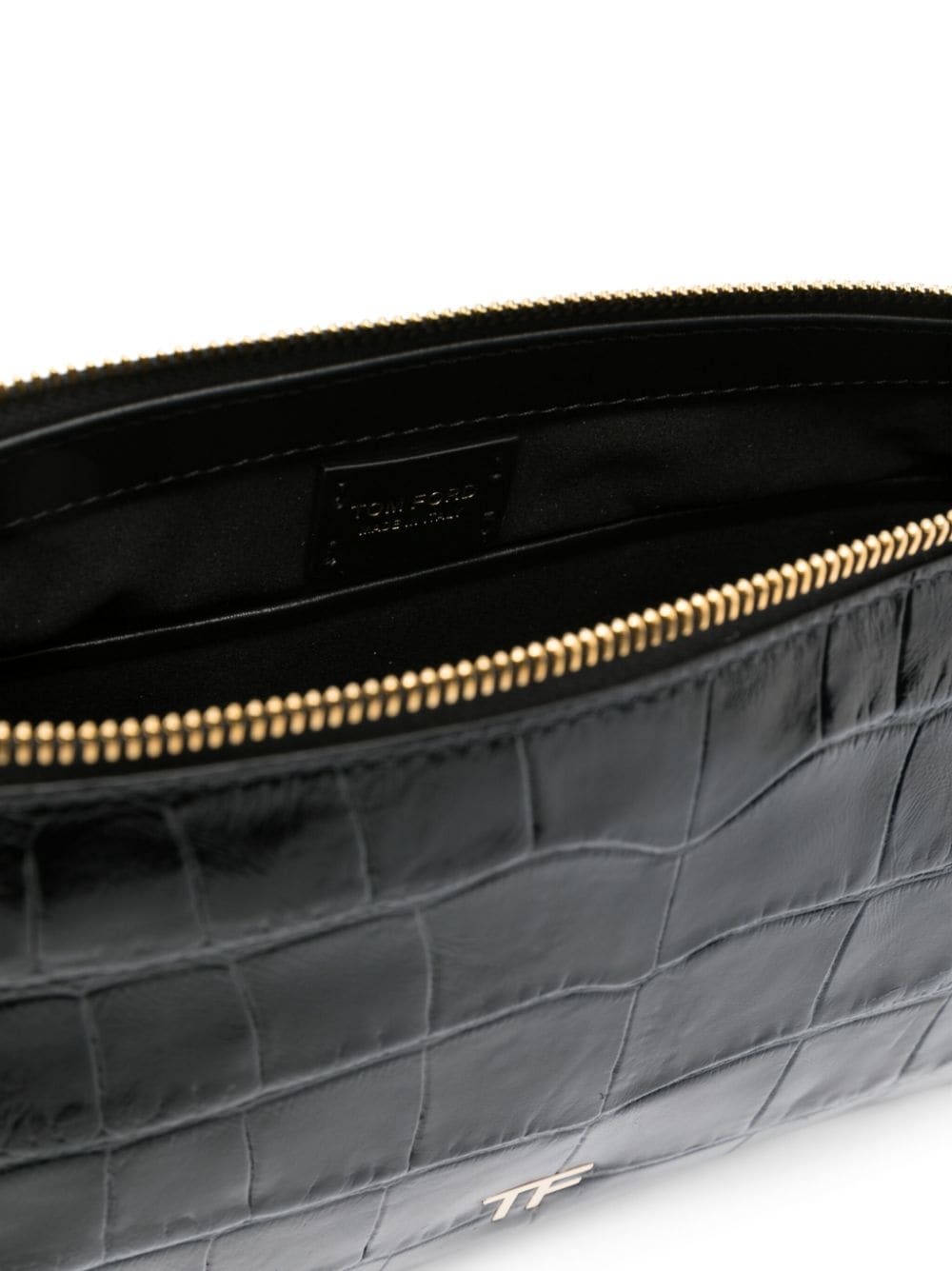 crocodile-embossed leather bag - 5