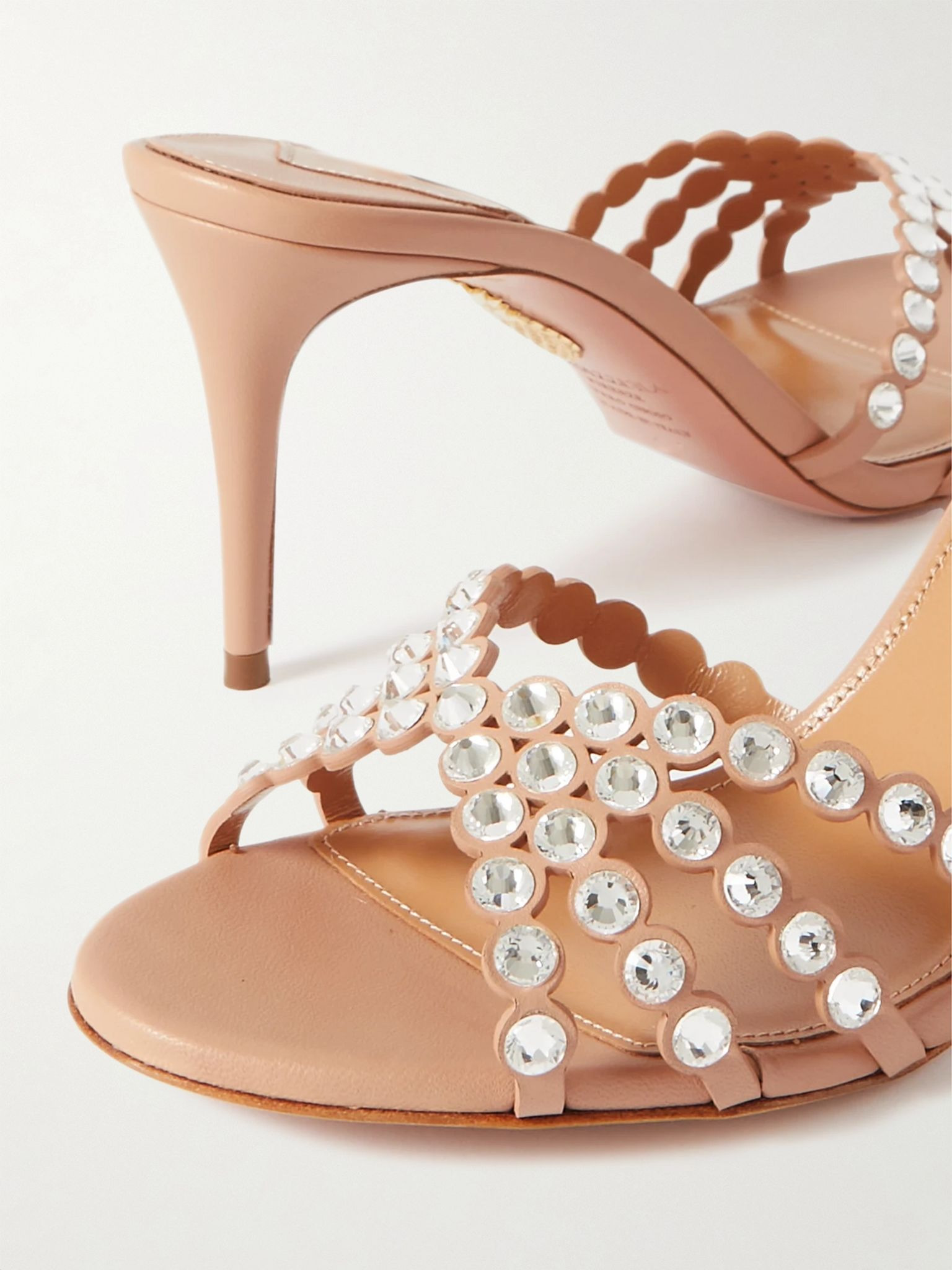 Tequila 75 crystal-embellished leather mules Neutral - 4