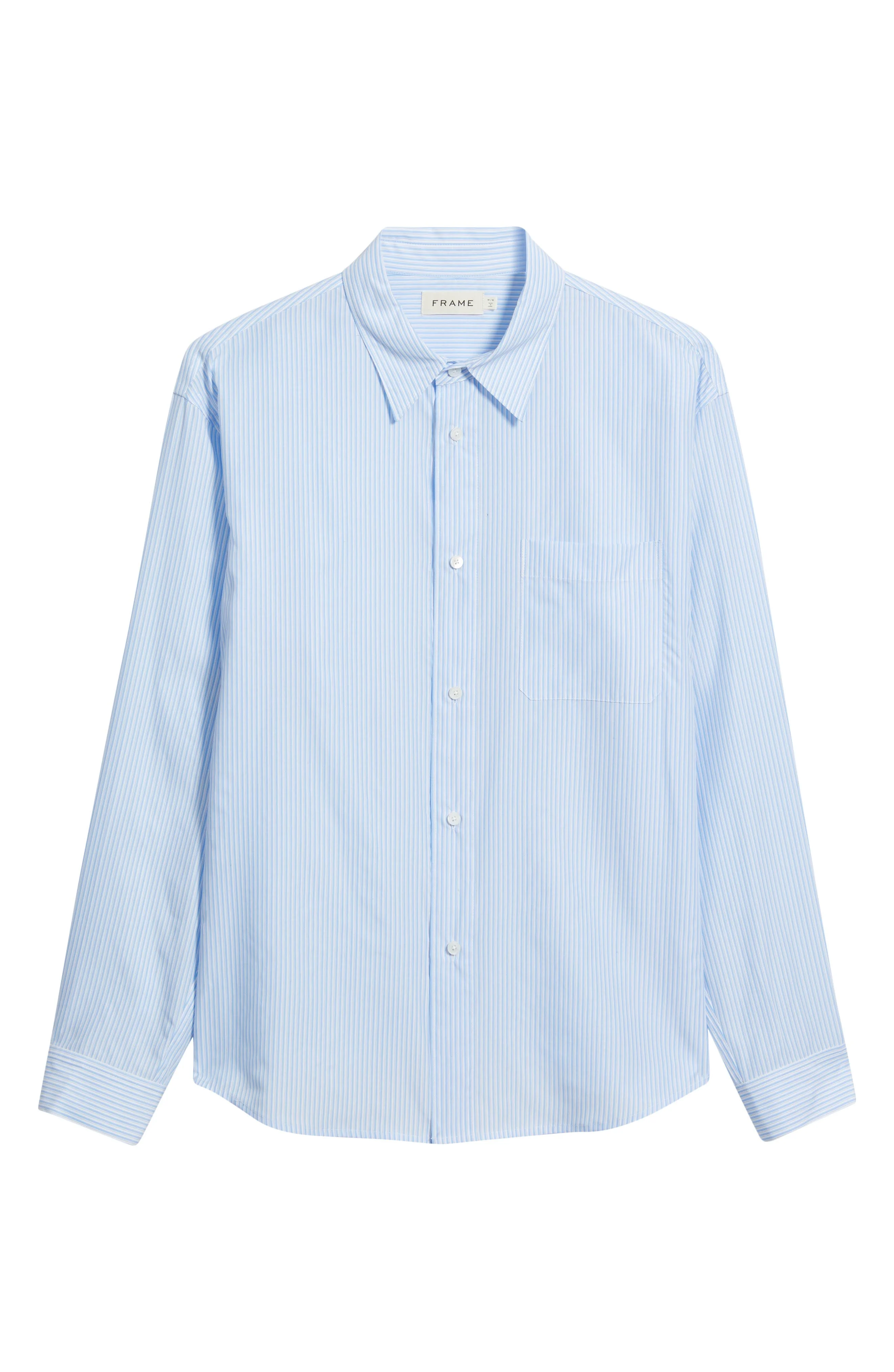 FRAME Stripe Relaxed Fit Button-Up Shirt in Blue Stripe at Nordstrom - 1
