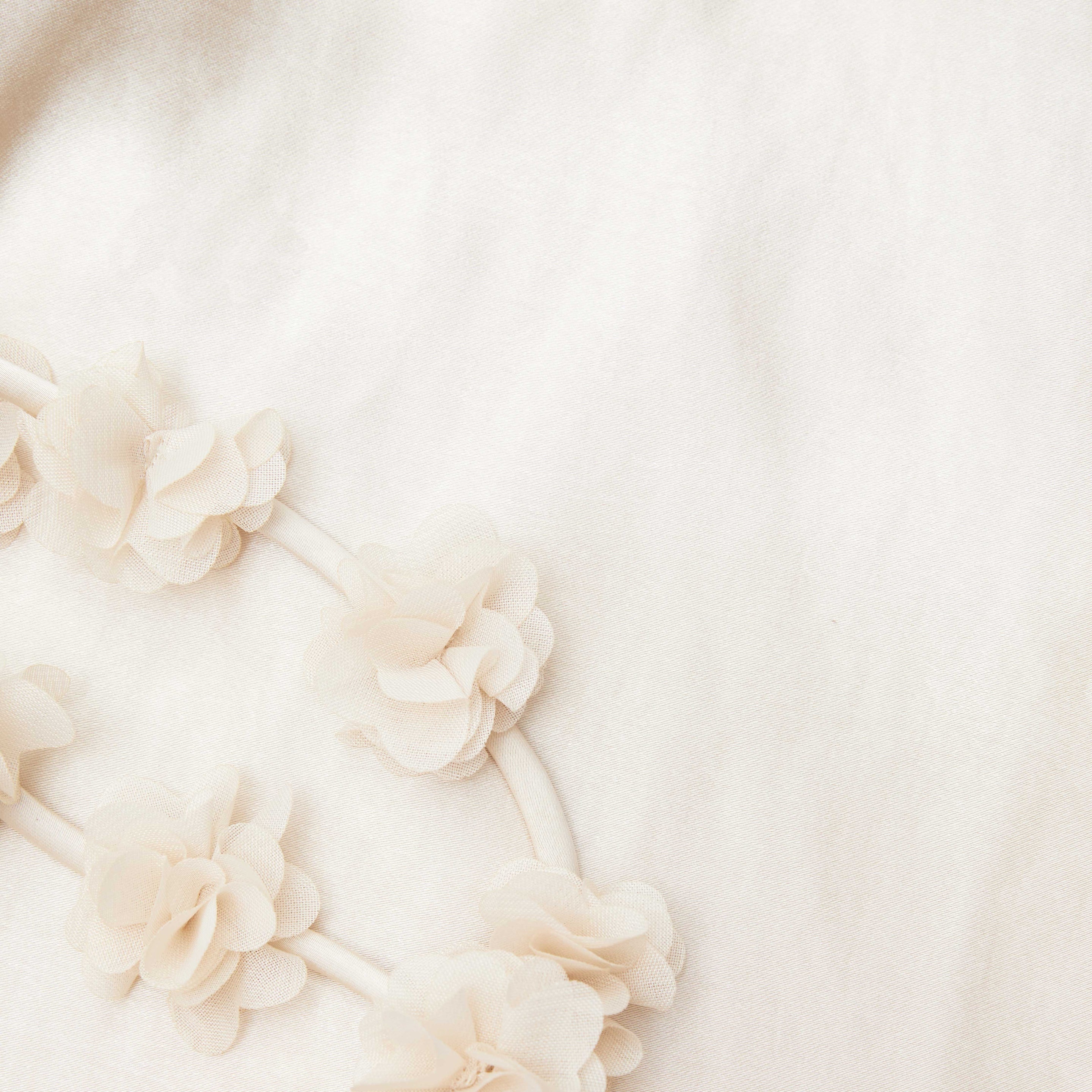 Champagne Satin Flower Maxi Dress - 5