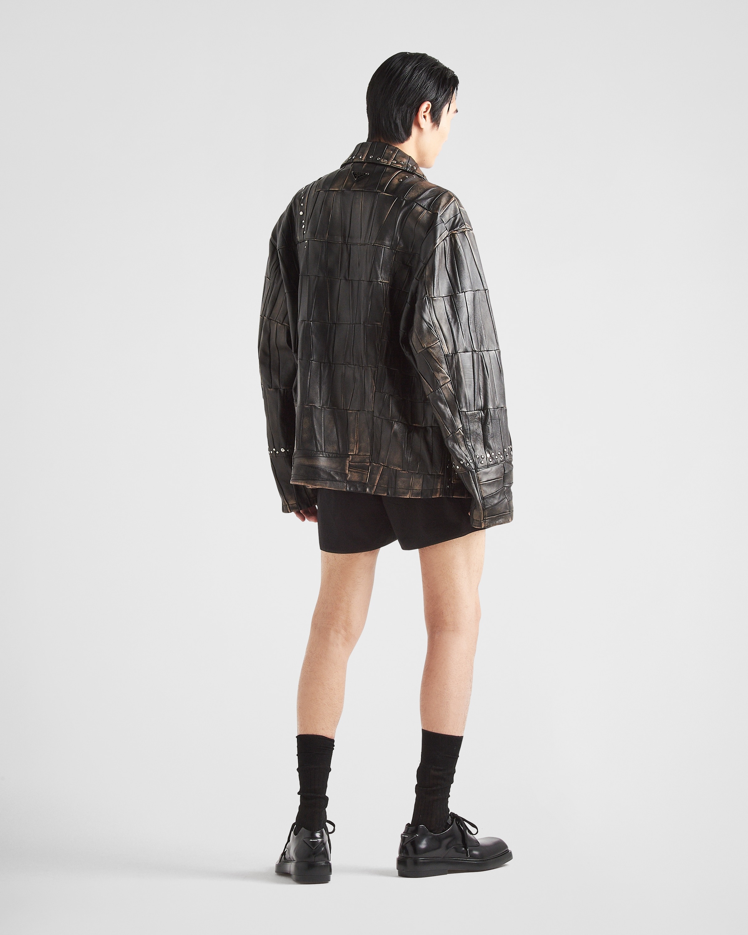 極美品 現行タグ◎PRADA スウェードジャケット ニット切り替え ブラック 22AW】新作 Re-Nylon クロップドジャケット◇プラダ◇ (PRADA