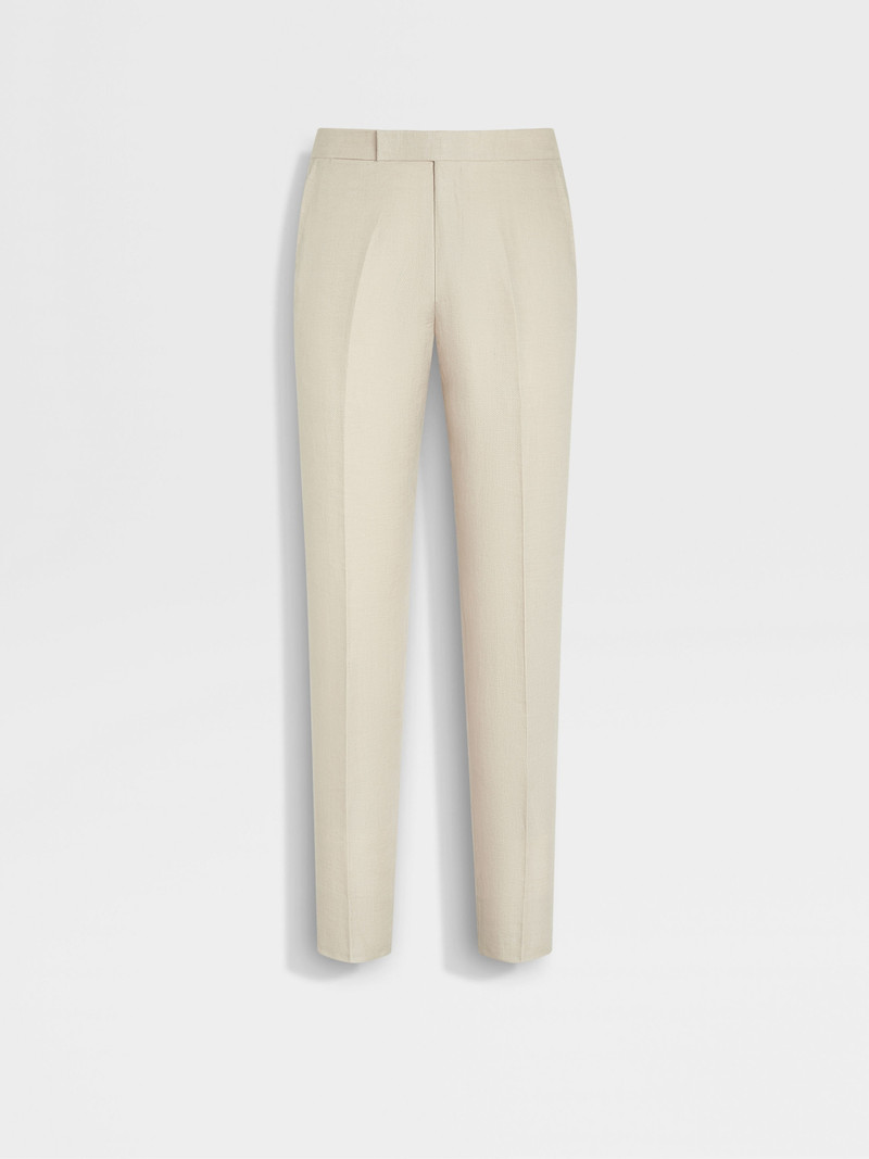 LIGHT BEIGE OASI LINO PANTS 1