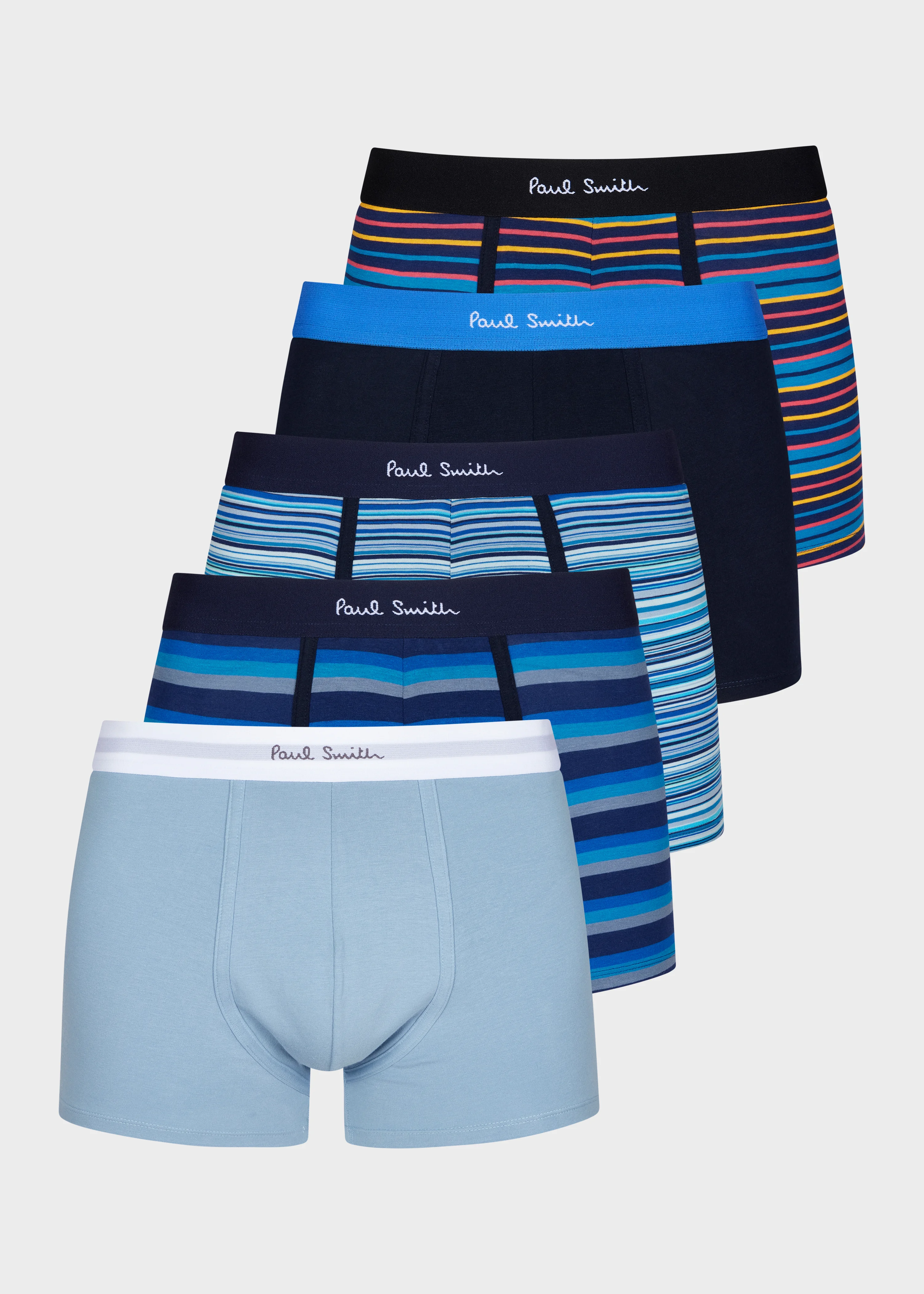 Stripe and Plain Mixed Boxer Briefs Five Pack - 1