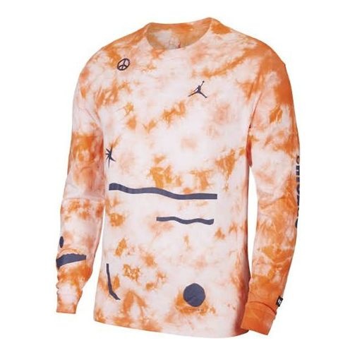Air Jordan Chicago Crossover Series All-Star Round Neck Casual Sports Printing Long Sleeves Orange C - 1