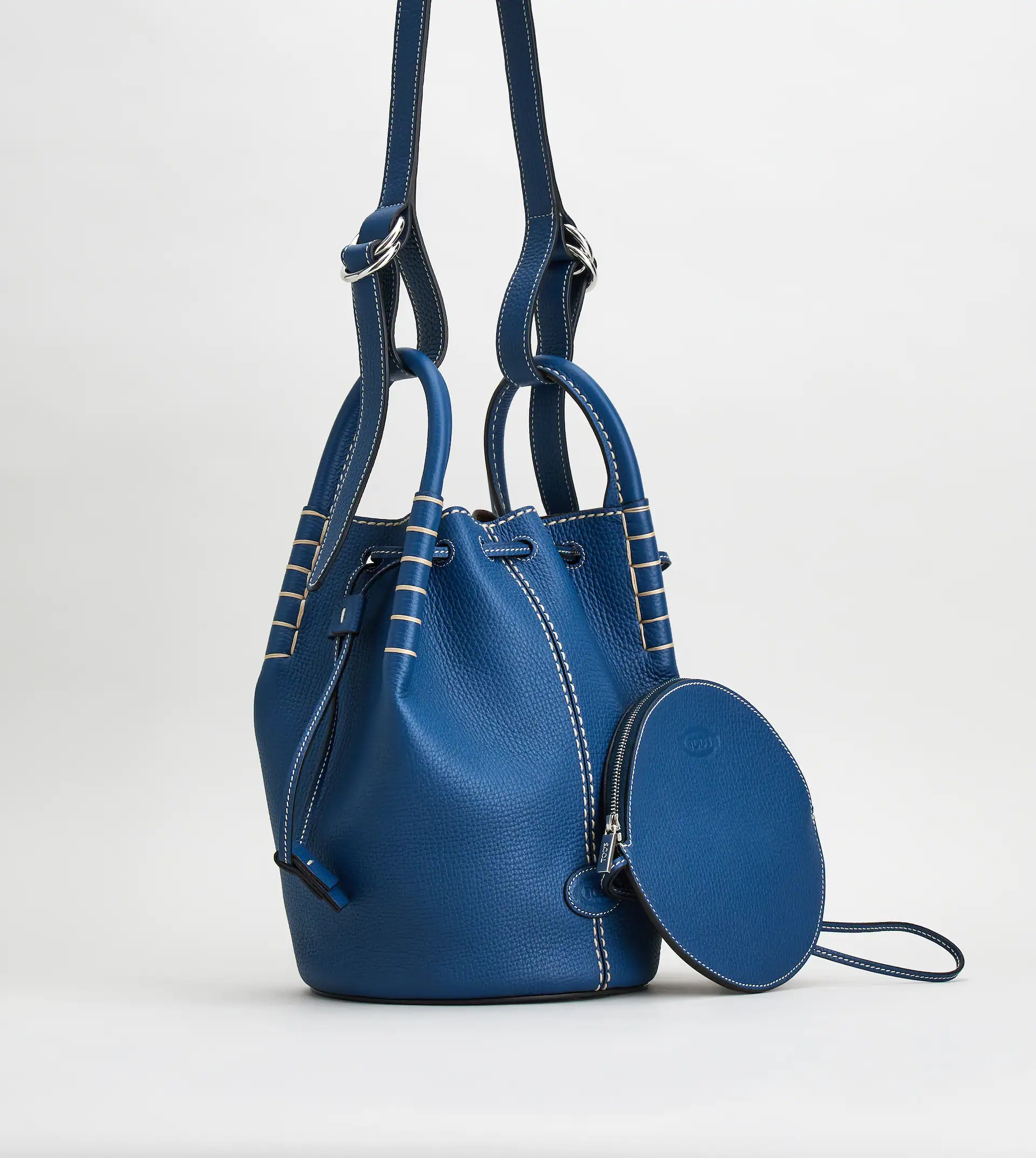 BUCKET BAG IN LEATHER MINI - BLUE - 2