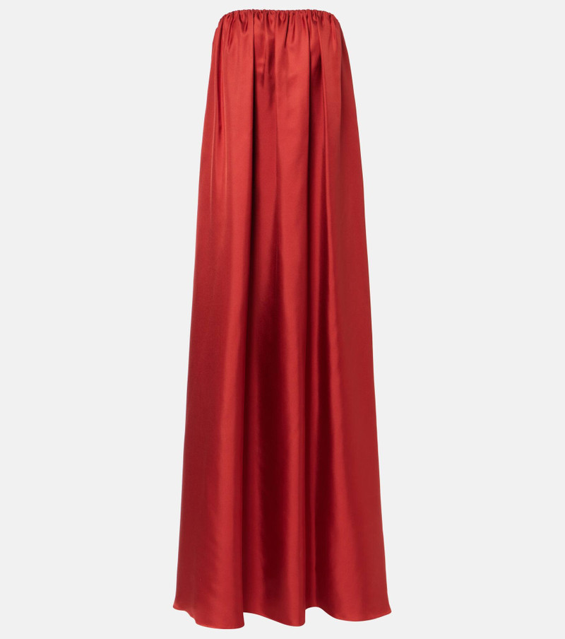Edda pleated strapless silk maxi dress - 1