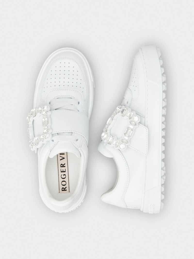 Very Vivier Strass Buckle Sneakers in Leather 4