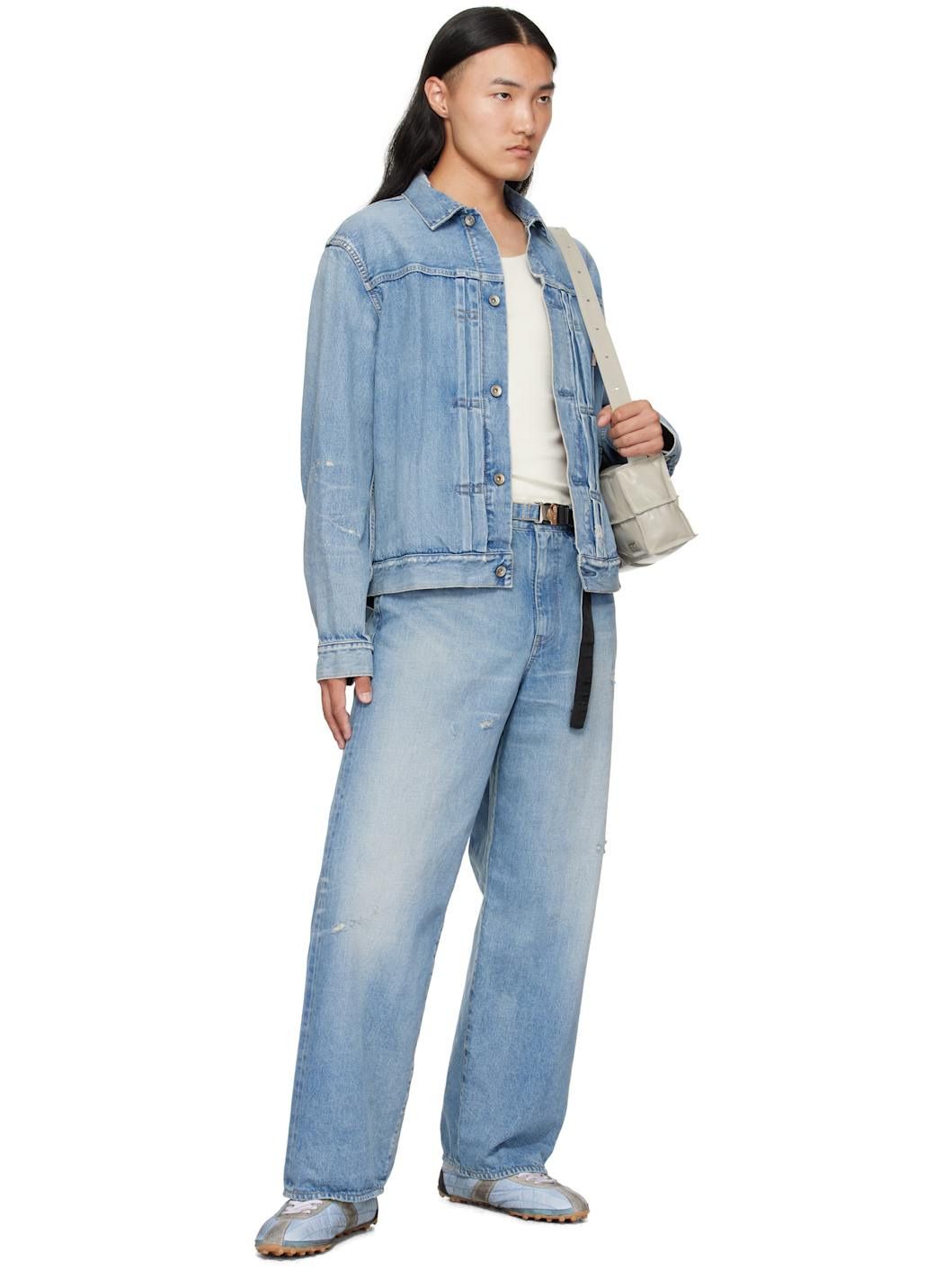 Blue BEYONDEXX Belted Jeans - 4