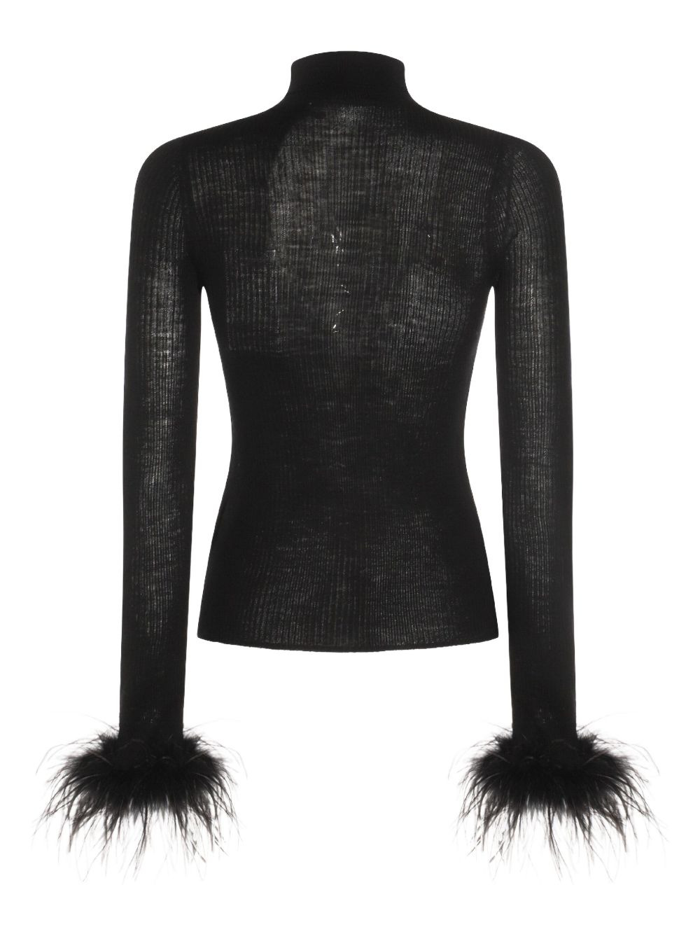 feather-trimmed ribbed-knit jumper - 2