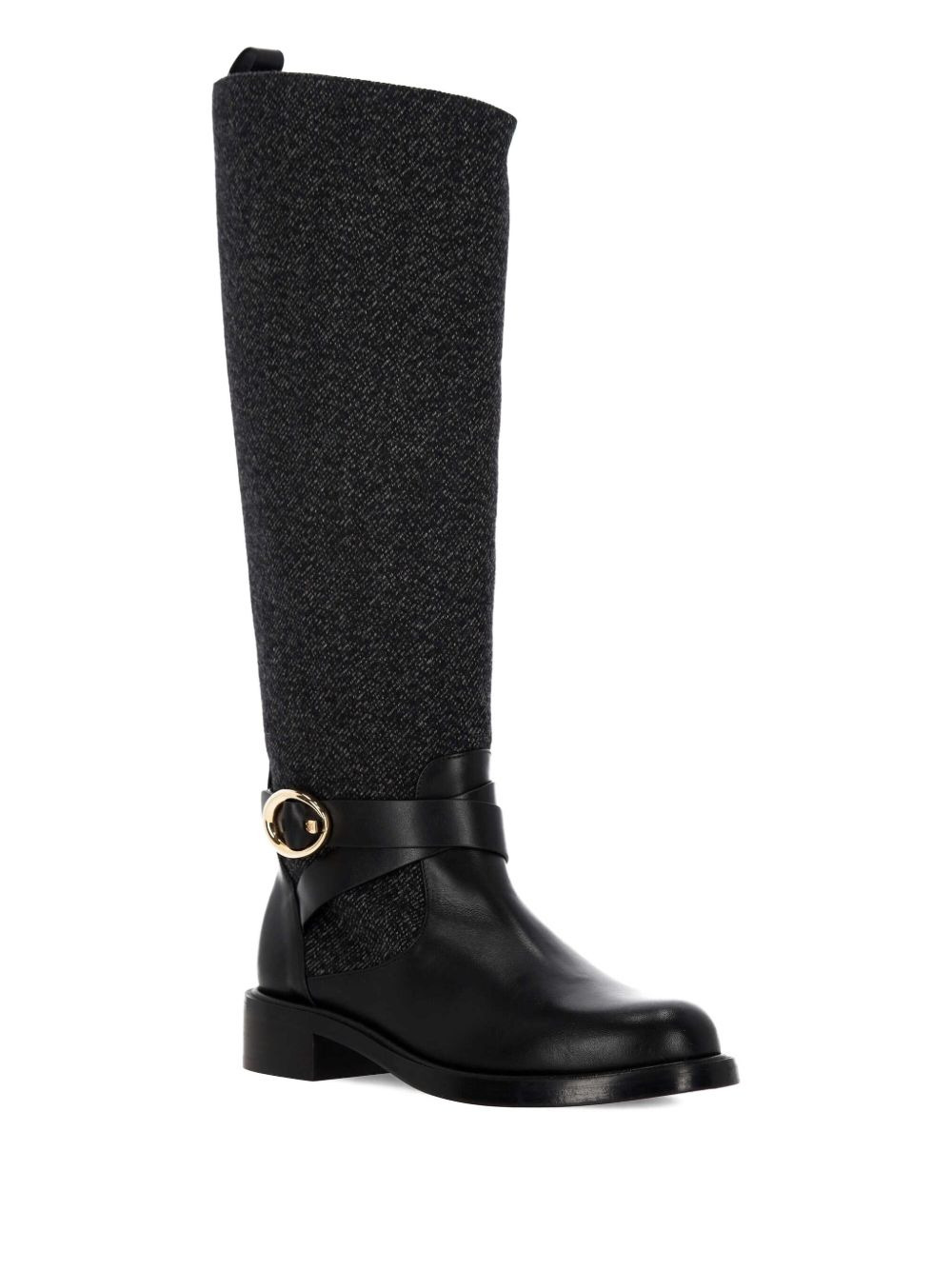 buckle-detail tweed boots - 2