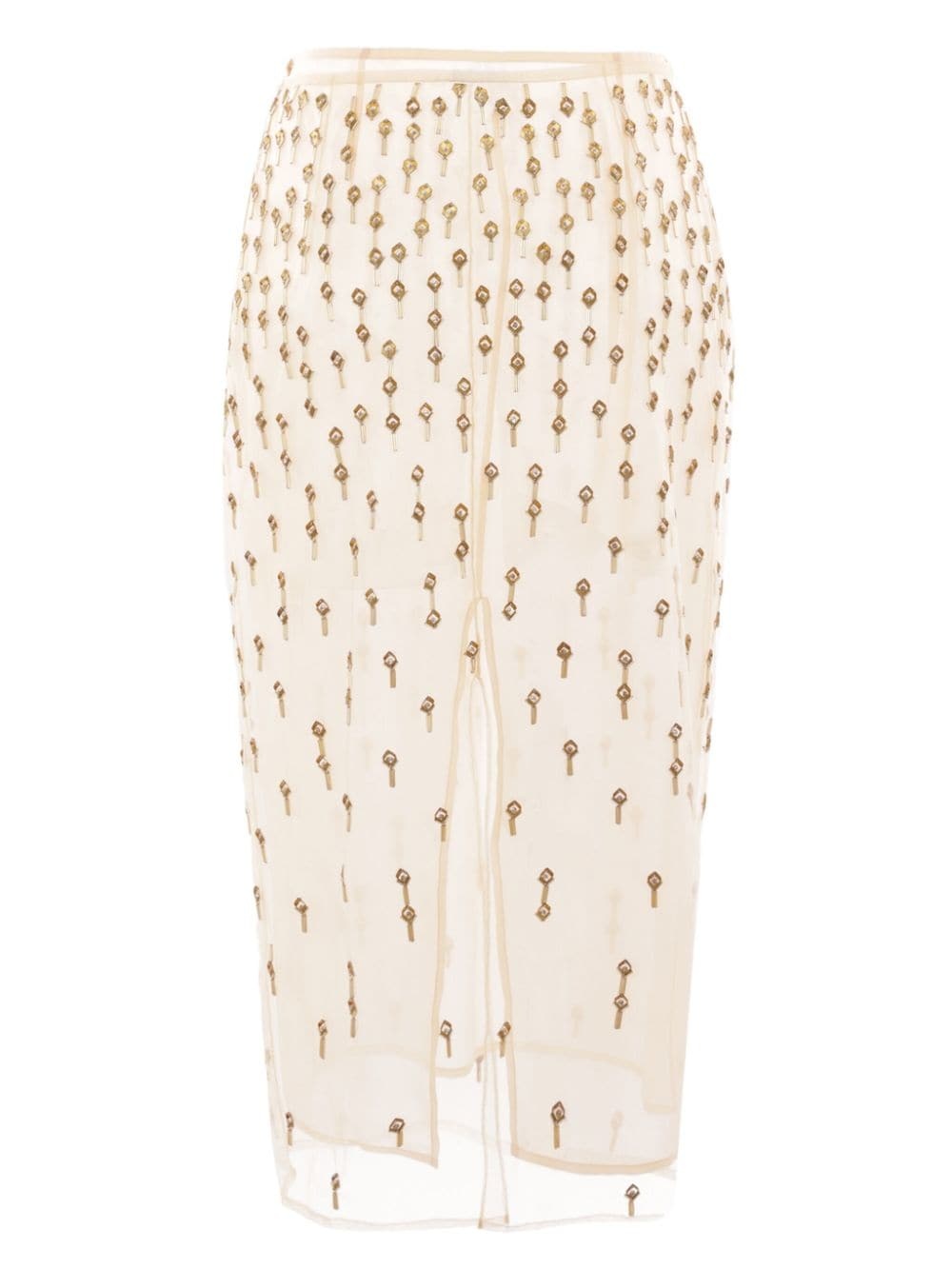 crystal-embroidered tulle pencil skirt - 2