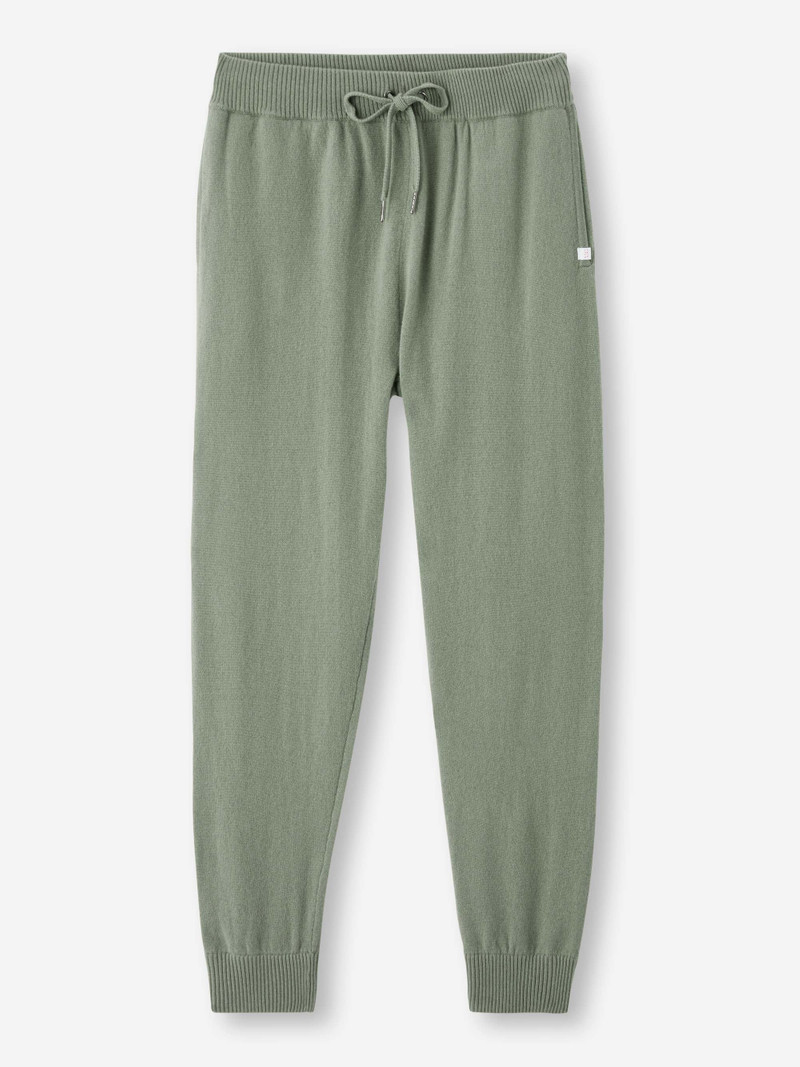 Derek Rose Men's Track Pants Finley Cashmere Sage Green outlook