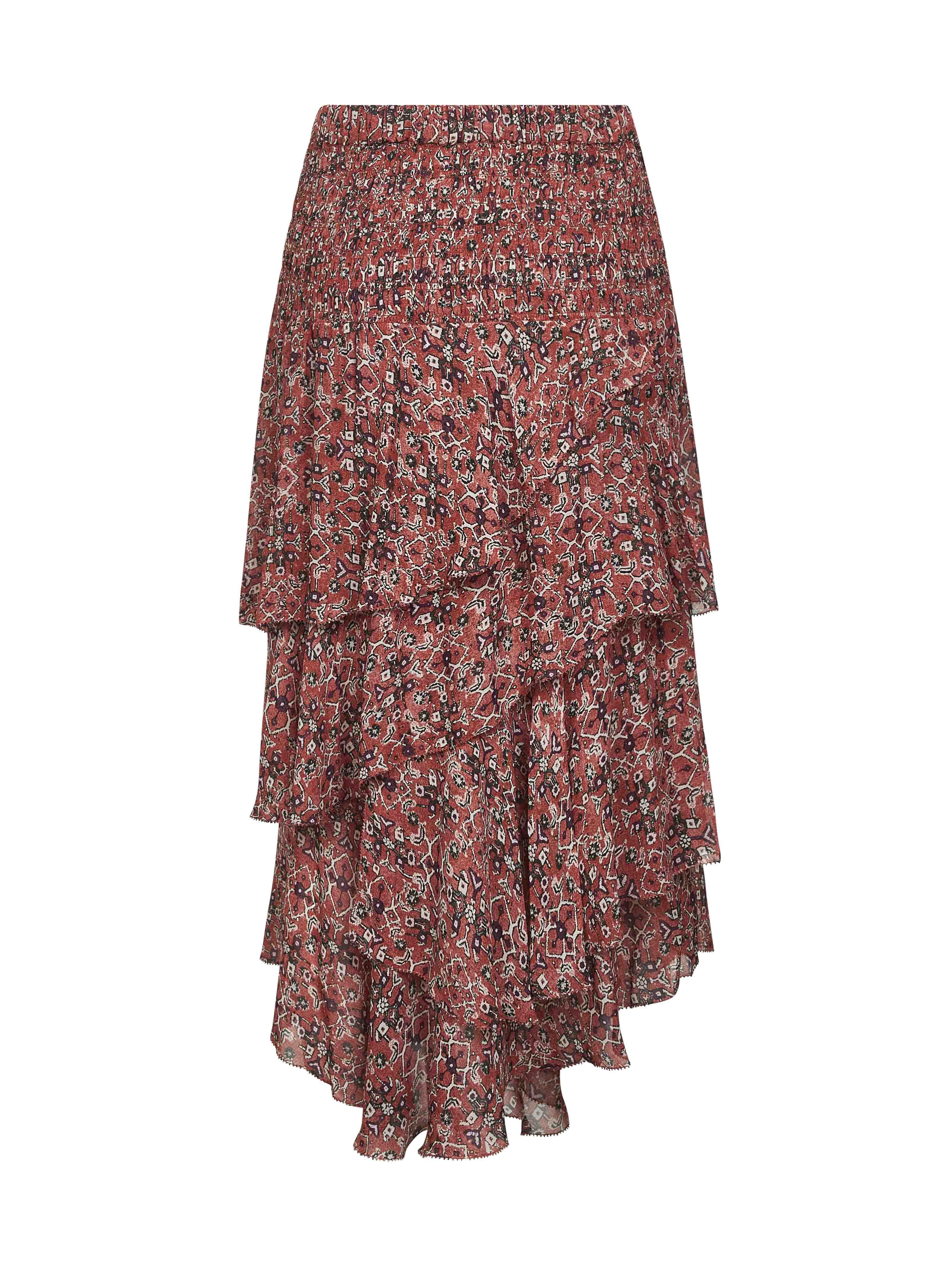 Marant Etoile Women Rust Printed Georgette Brigitte Midi Skirt - 2