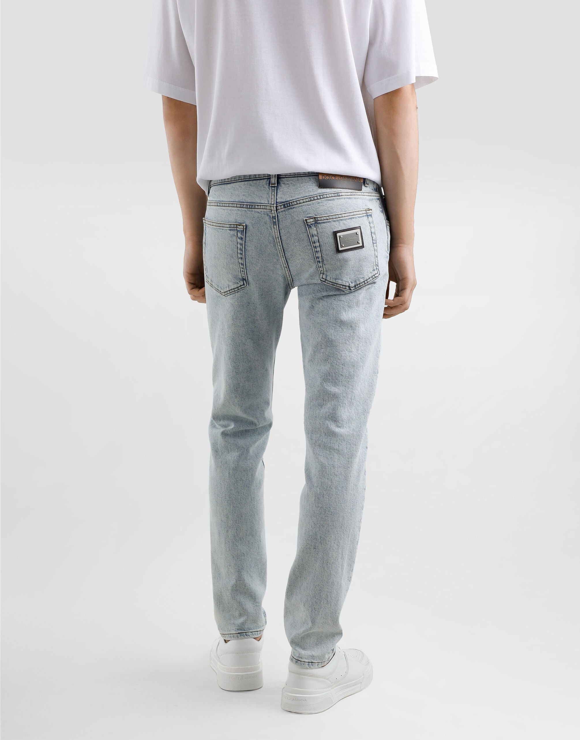Slim-fit stretch cotton jeans with tag - 4