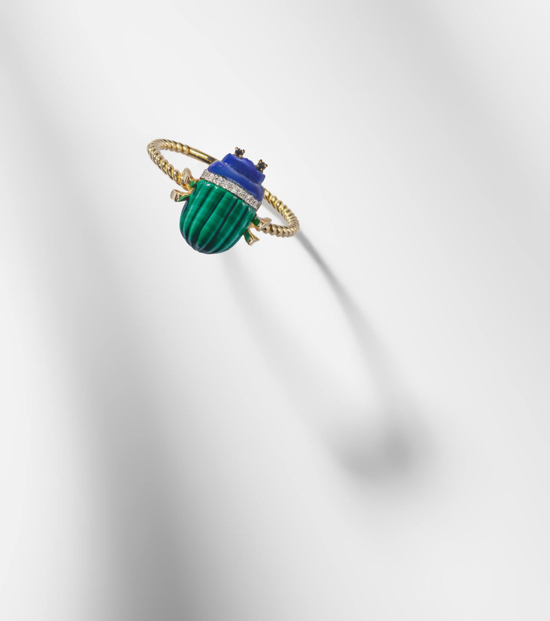 Scarabée Mini 9kt gold ring with gemstones 5