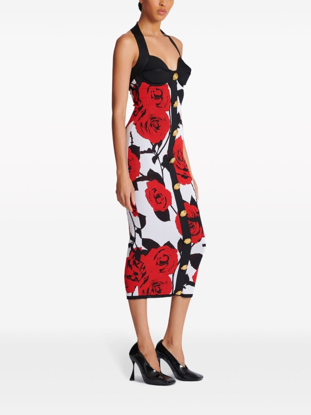 floral-jacquard knit mididress - 3