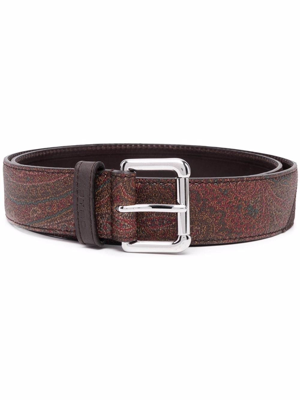 paisley-print leather belt - 1